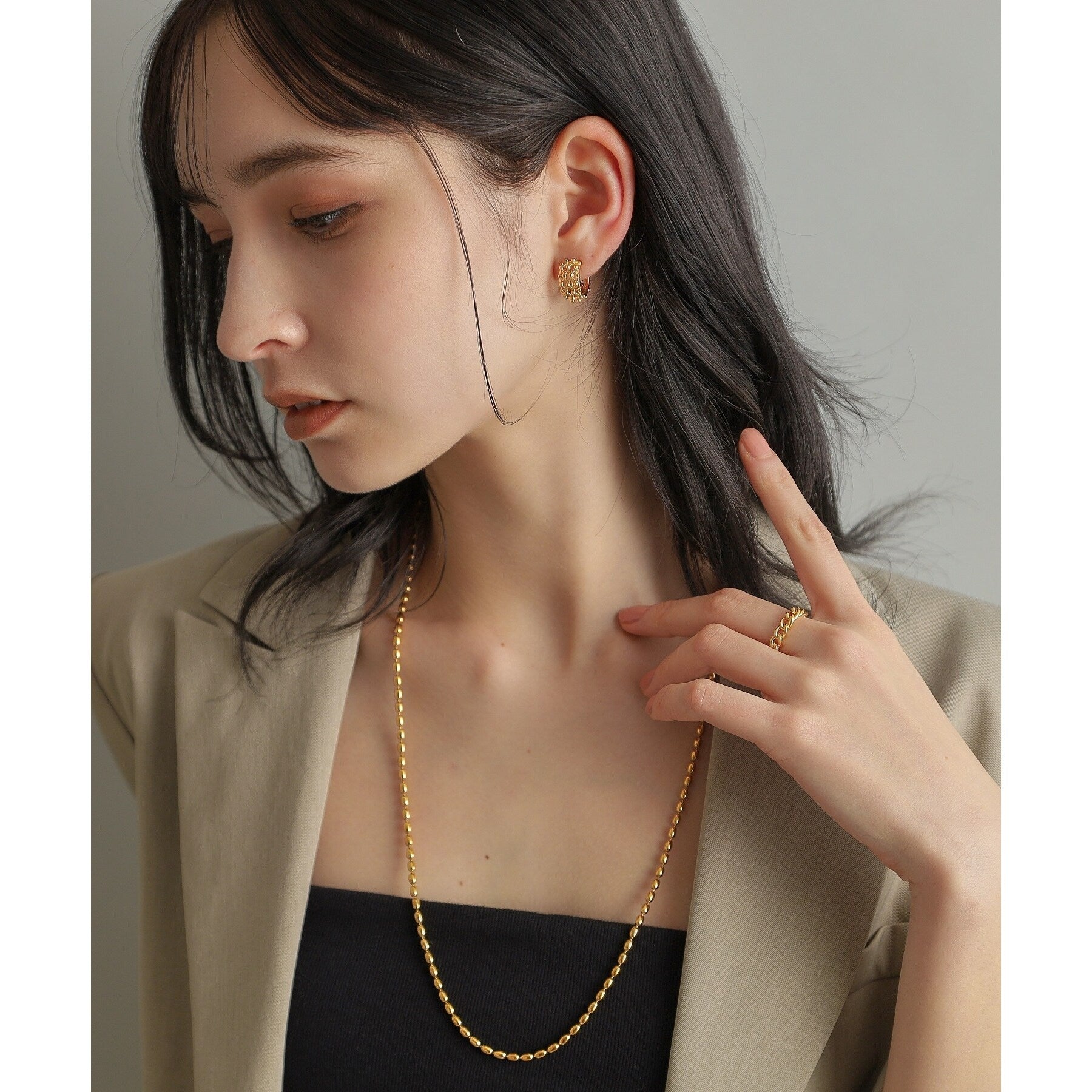 COCOSHNIK ONKITSCH COCOSHNIK ONKITSCH silver Chain Ring Curve Chain GP