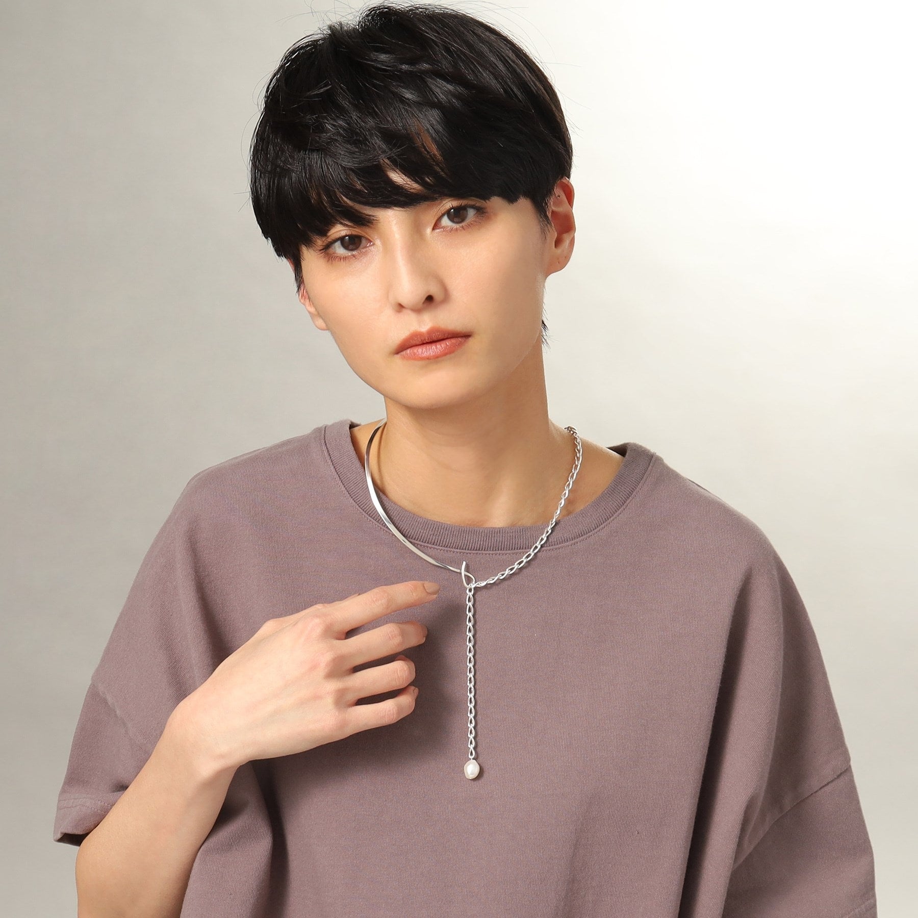 COCOSHNIK ONKITSCH COCOSHNIK ONKITSCH silver Multi-chain Necklace Metal・Pearl
