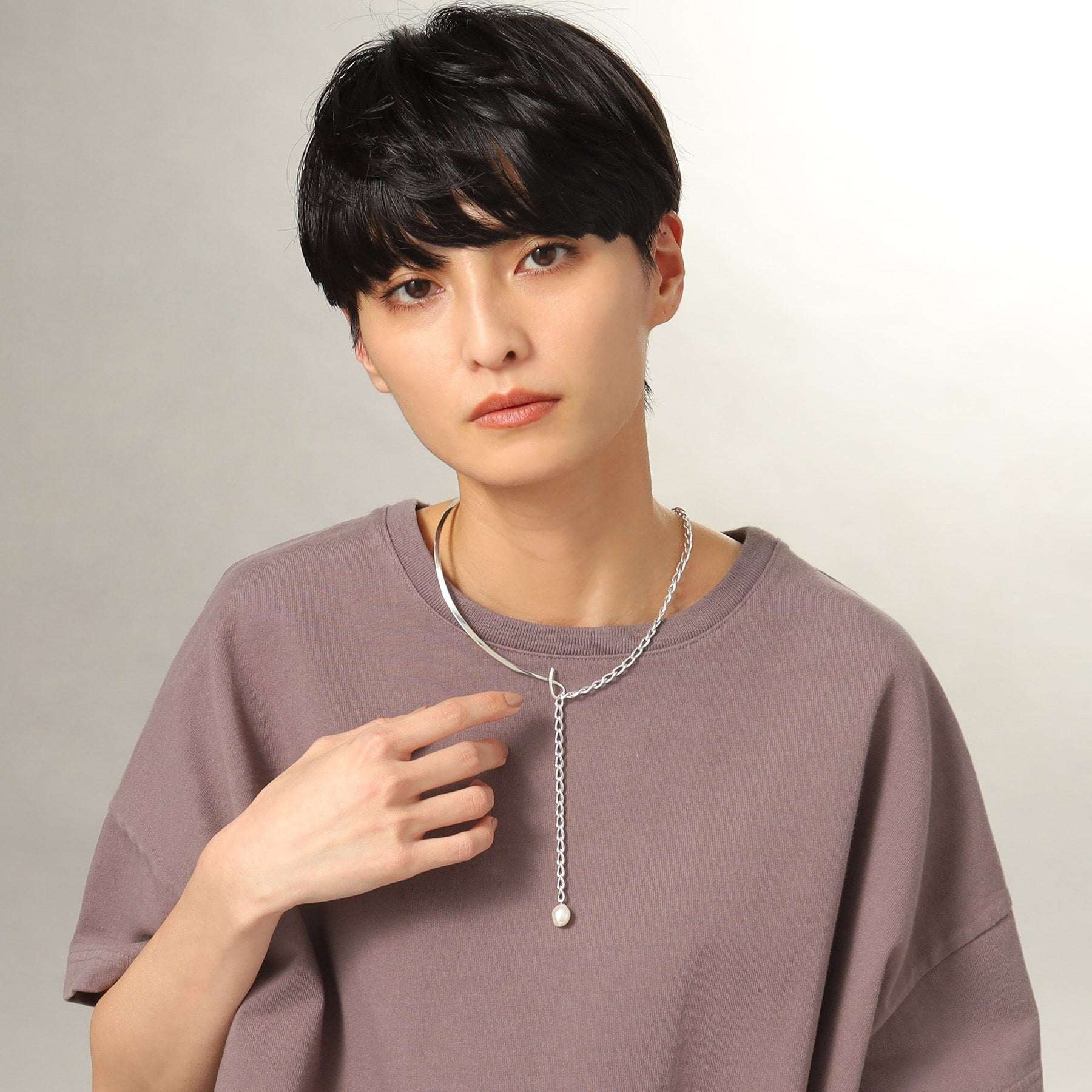 COCOSHNIK ONKITSCH COCOSHNIK ONKITSCH silver Multi-chain Necklace Metal・Pearl