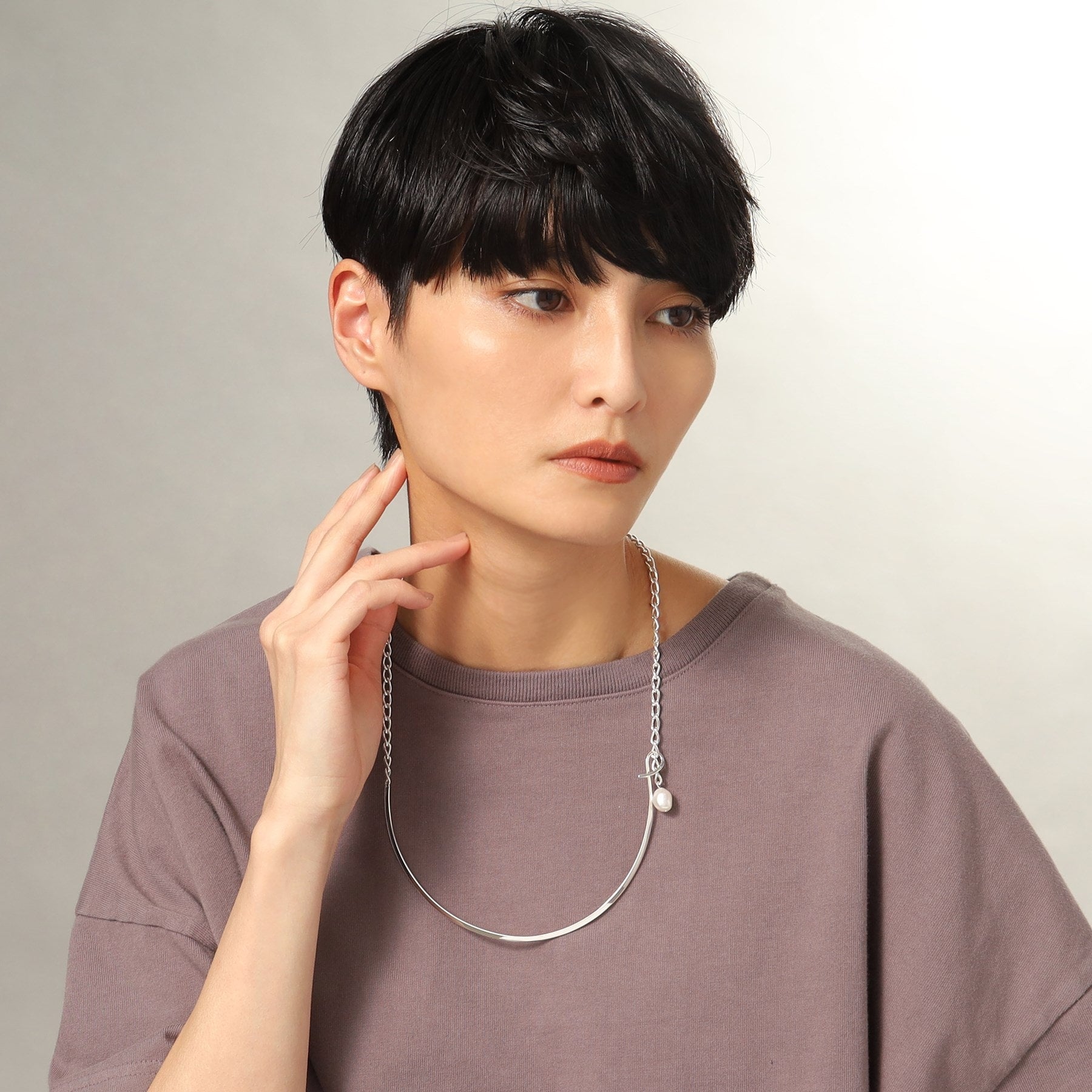 COCOSHNIK ONKITSCH COCOSHNIK ONKITSCH silver Multi-chain Necklace Metal・Pearl