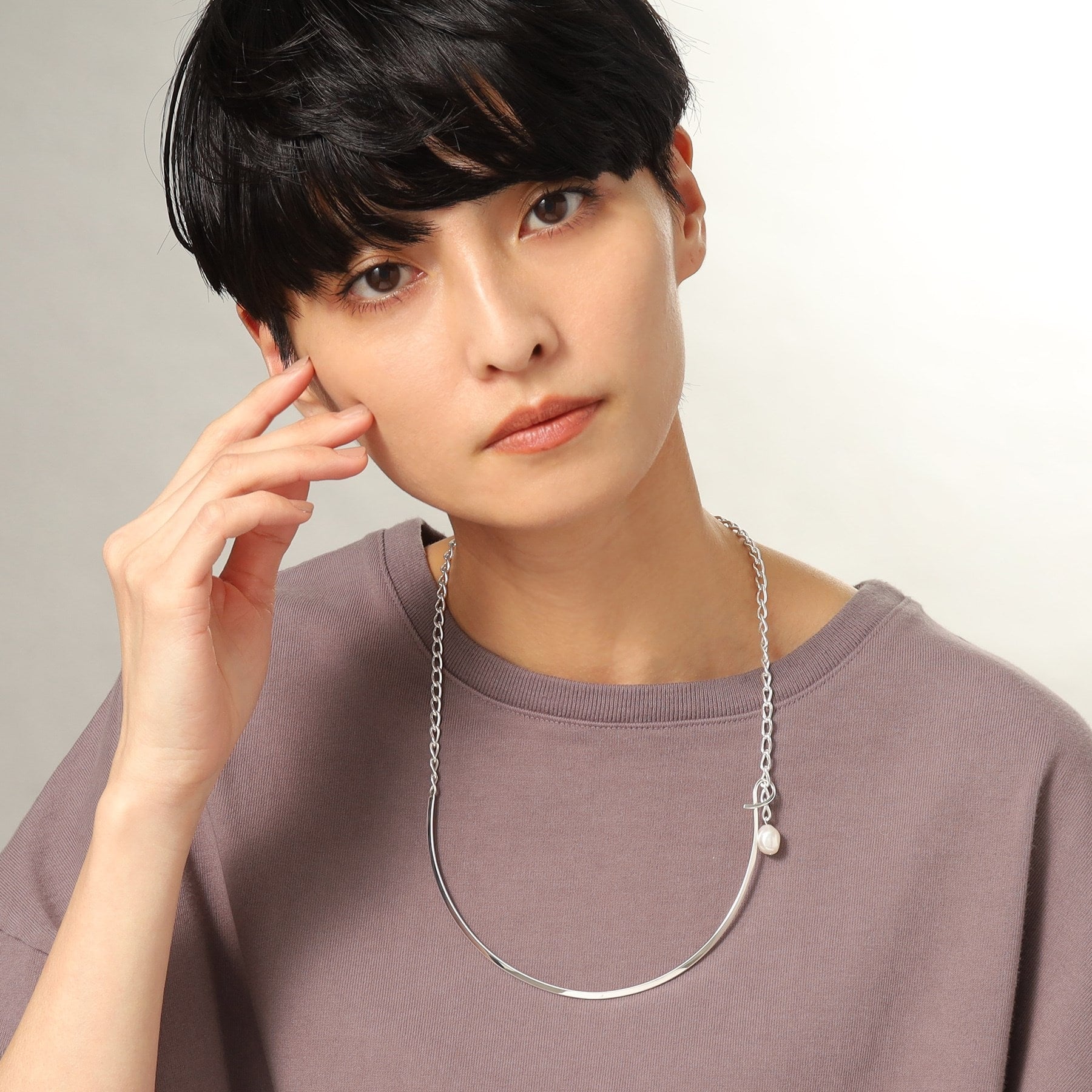 COCOSHNIK ONKITSCH COCOSHNIK ONKITSCH silver Multi-chain Necklace Metal・Pearl