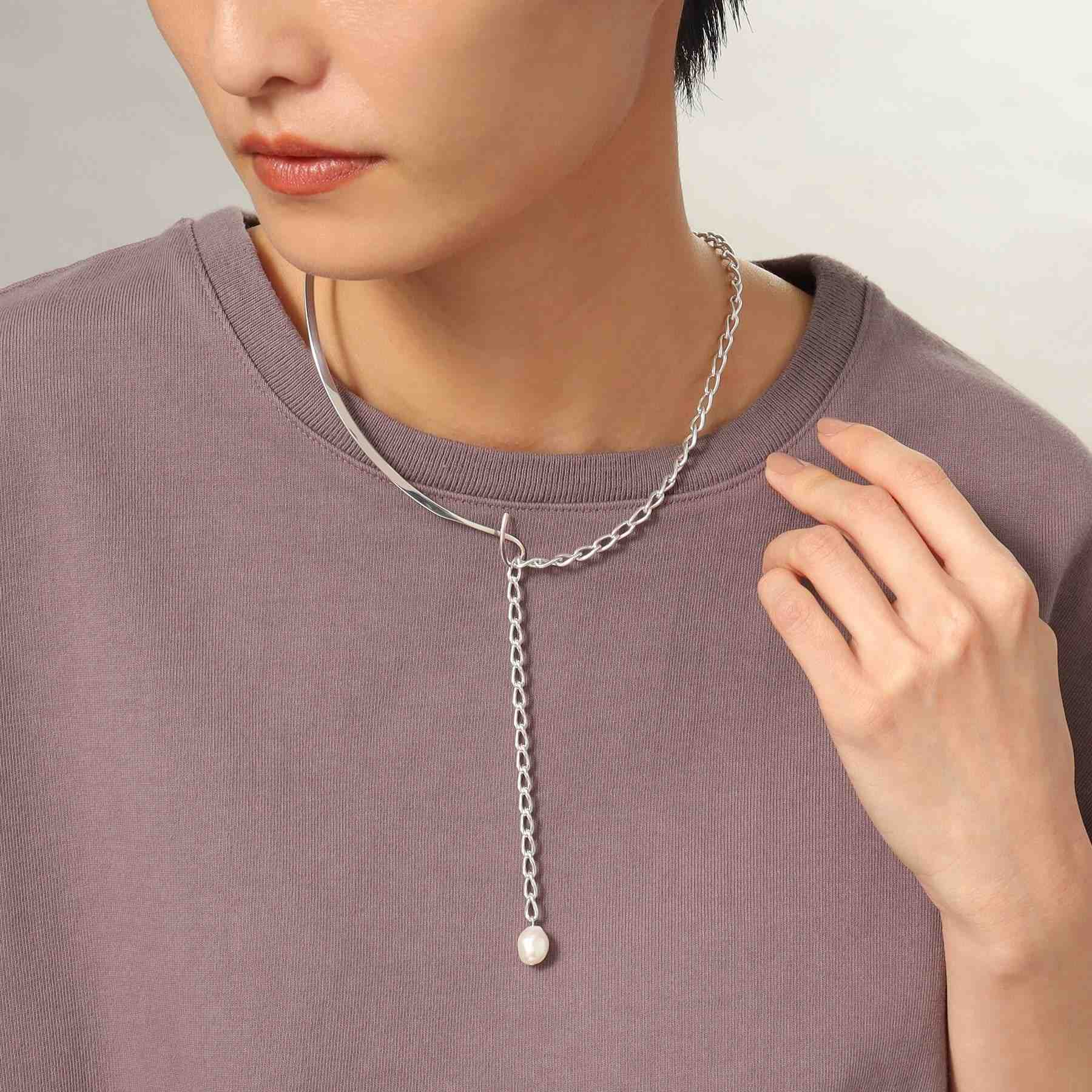 COCOSHNIK ONKITSCH COCOSHNIK ONKITSCH silver Multi-chain Necklace Metal・Pearl
