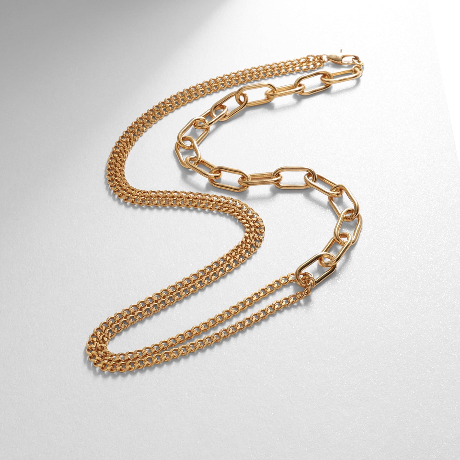 COCOSHNIK ONKITSCH COCOSHNIK ONKITSCH silver Mixed Chain Cable Curve Draped Necklace GP