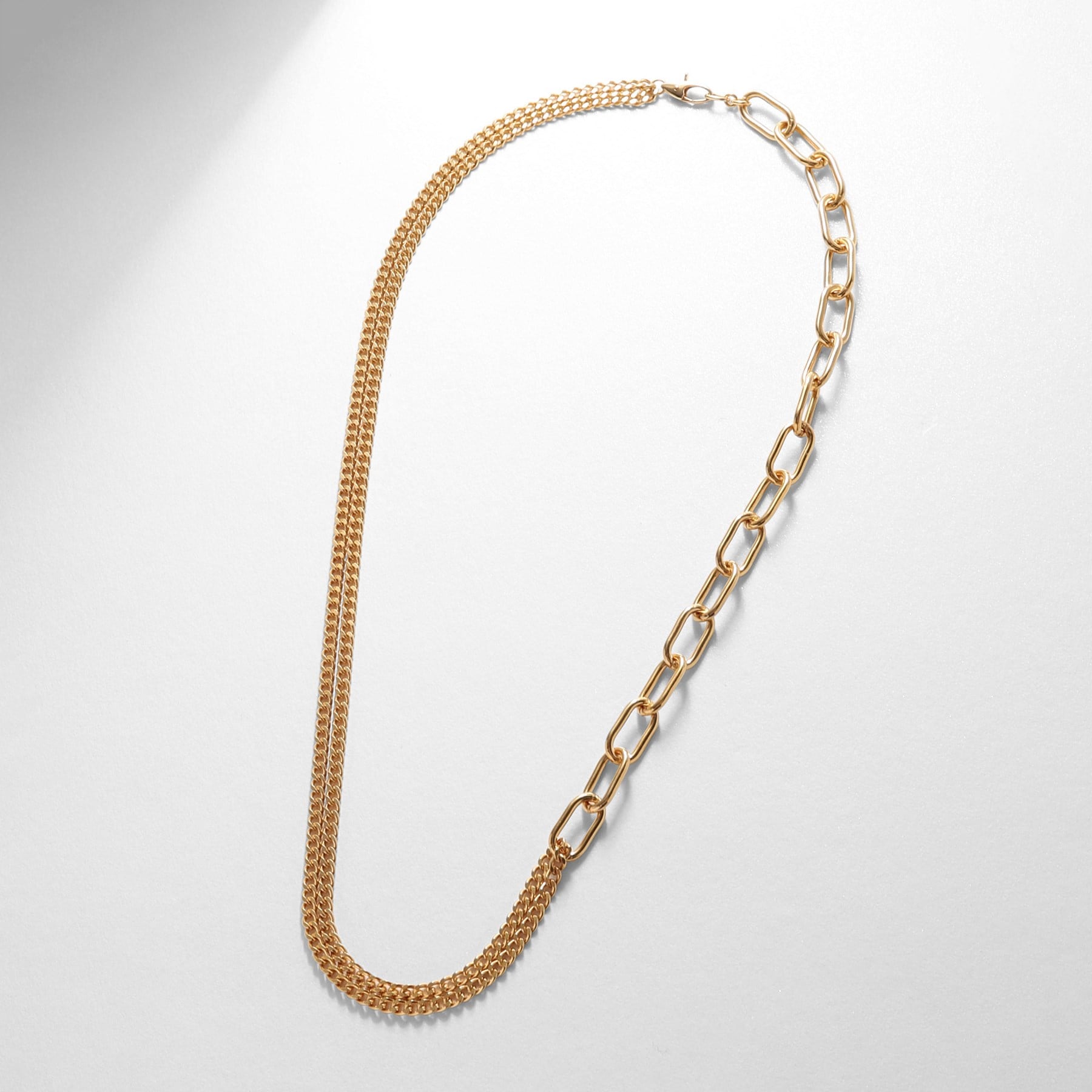 COCOSHNIK ONKITSCH COCOSHNIK ONKITSCH silver Mixed Chain Cable Curve Draped Necklace GP
