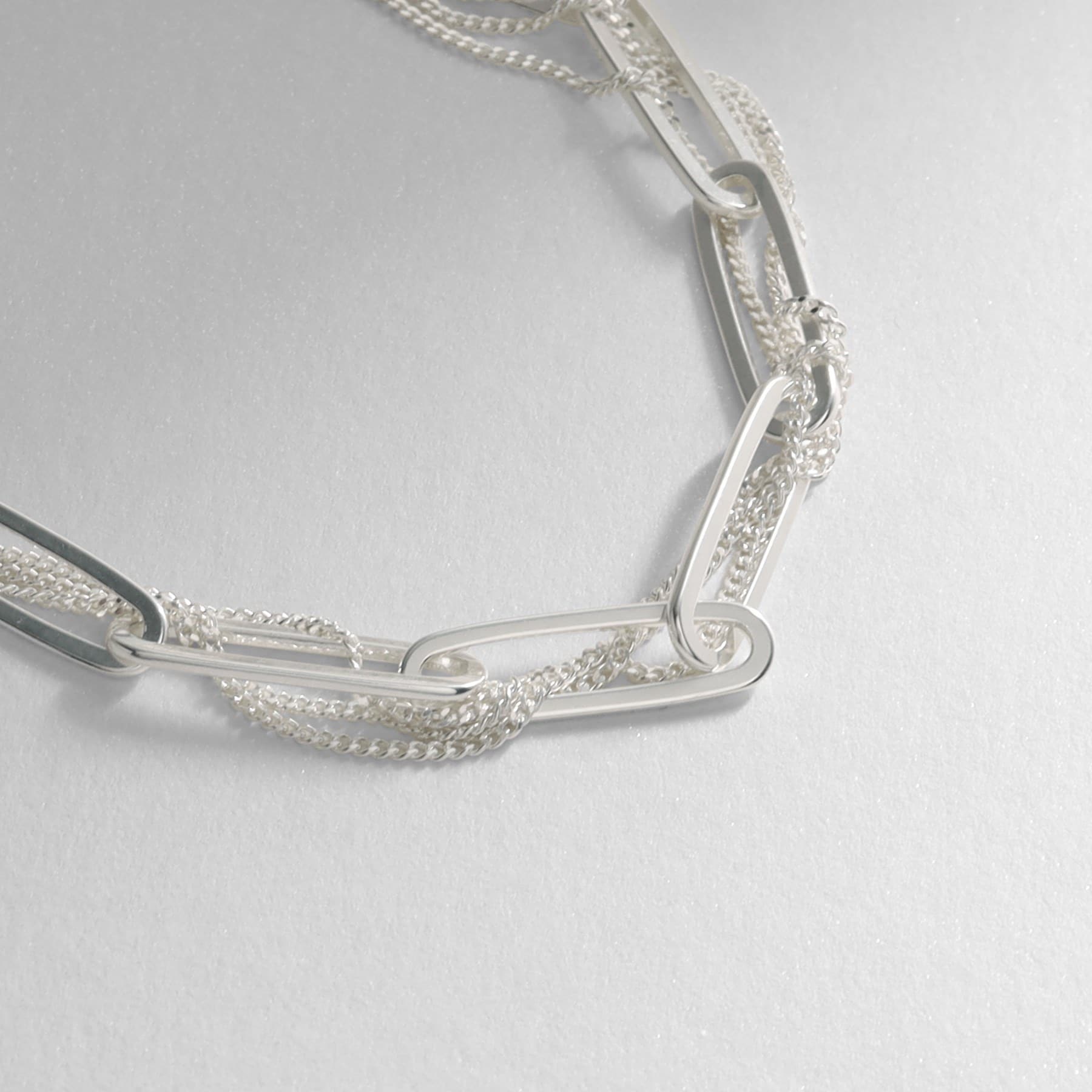 ココシュニック オンキッチュ COCOSHNIK ONKITSCH シルバー ミックスチェーン フラット カーブスルー ブレスレット シルバー(600)