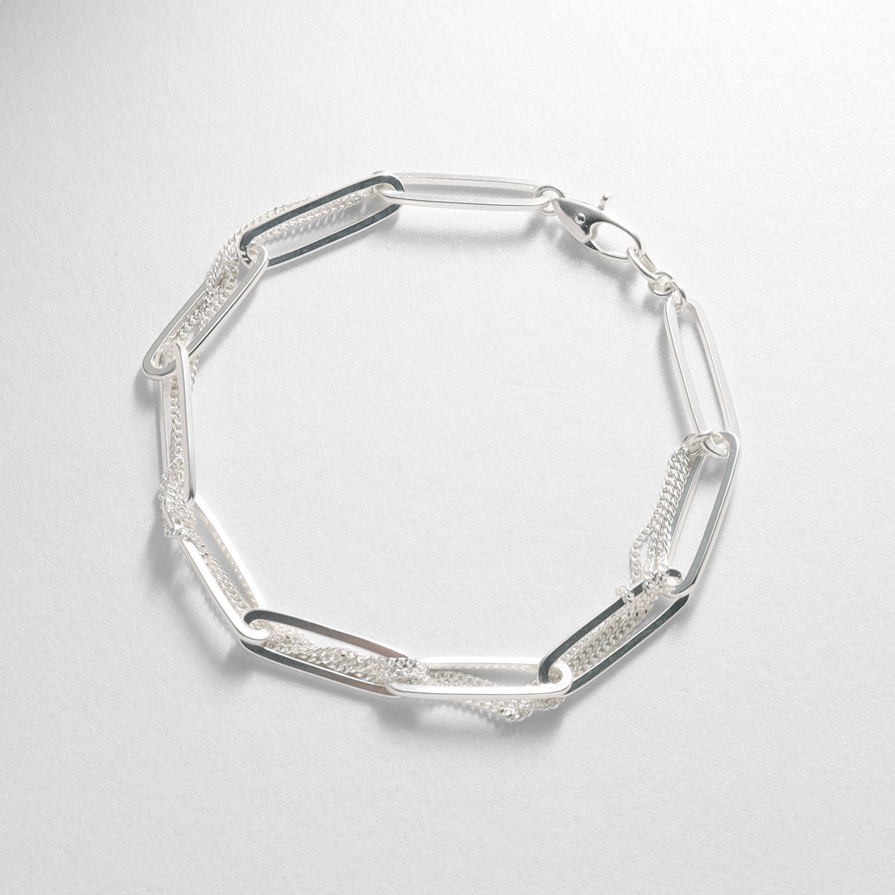 ココシュニック オンキッチュ COCOSHNIK ONKITSCH シルバー ミックスチェーン フラット カーブスルー ブレスレット シルバー(600)