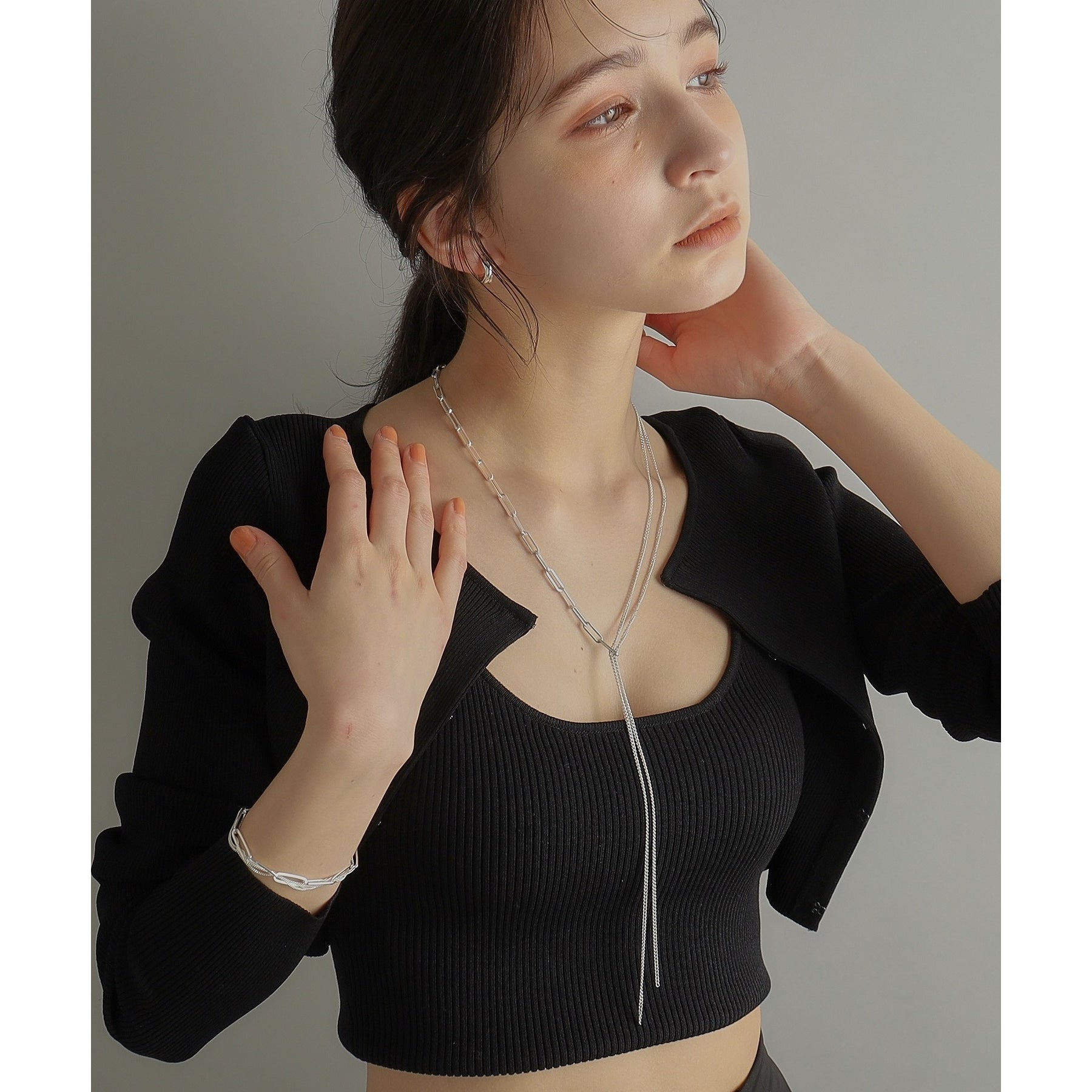 ココシュニック オンキッチュ COCOSHNIK ONKITSCH シルバー ミックスチェーン フラット カーブスルー ブレスレット シルバー(600)