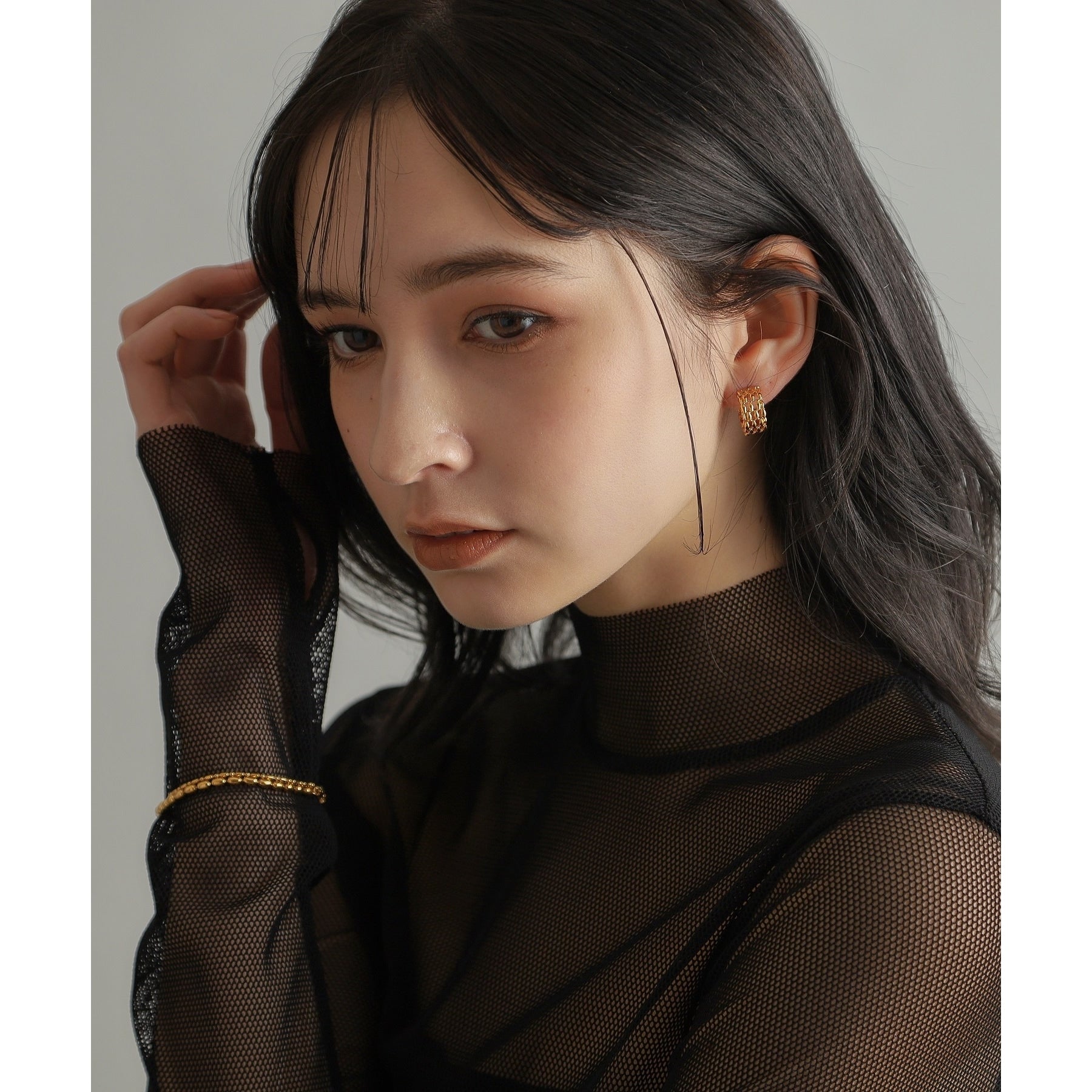 ココシュニック オンキッチュ COCOSHNIK ONKITSCH シルバー スモールフープ マーキスメッシュ ピアス GP （ゴールド(600)） ゴールド(600)