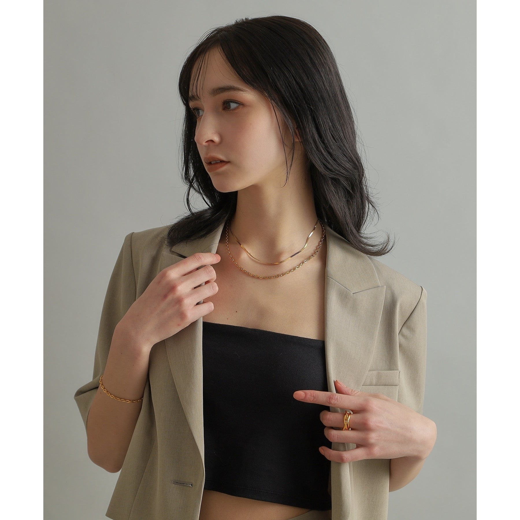 ココシュニック オンキッチュ COCOSHNIK ONKITSCH シルバー デザインチェーン フラットオーバルボールリンクネックレス GP （ゴールド(600)） ゴールド(600)