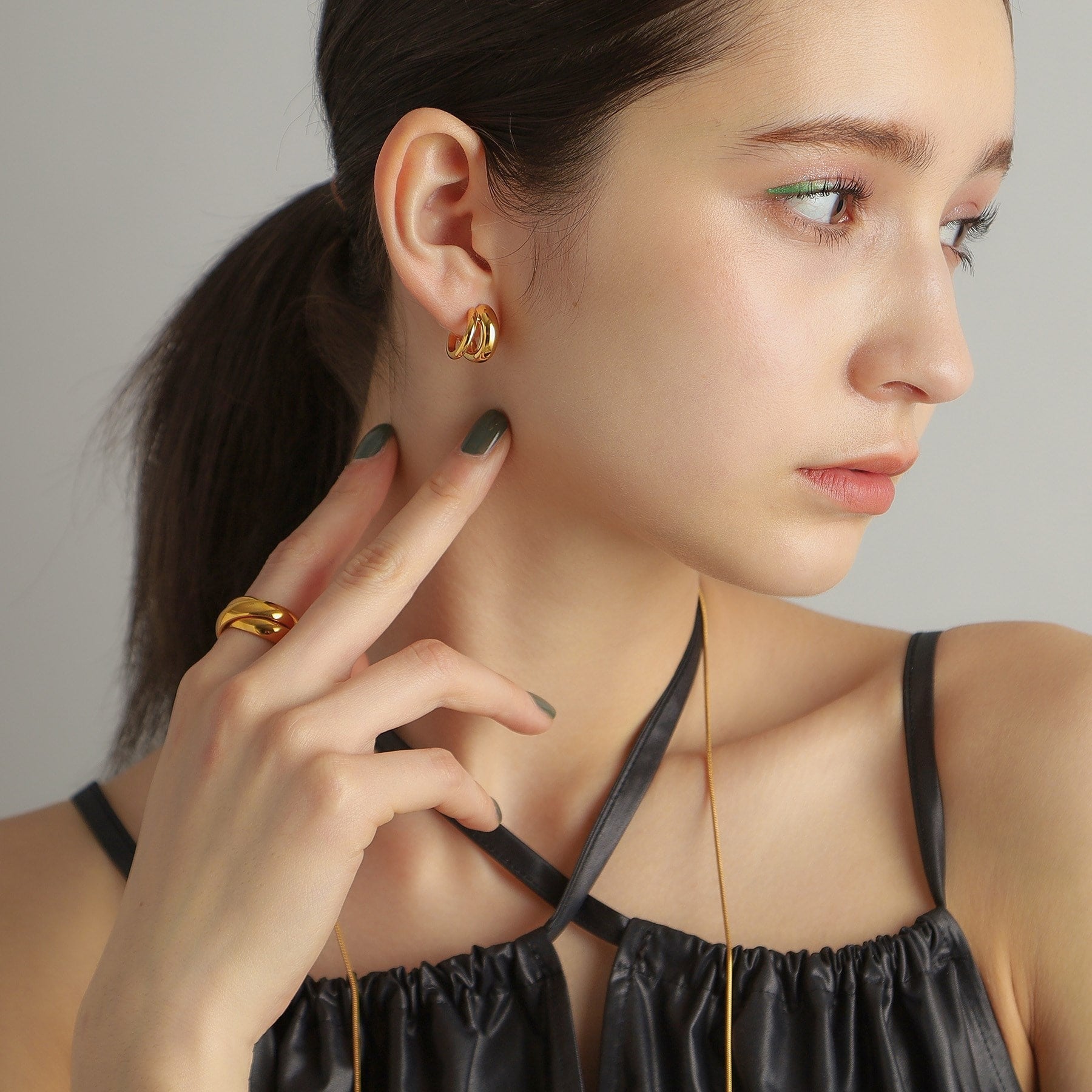ココシュニック オンキッチュ COCOSHNIK ONKITSCH シルバー スモールフープ ダブルプランプピアス GP （クリスタル/透明(600)） クリスタル/透明(600)