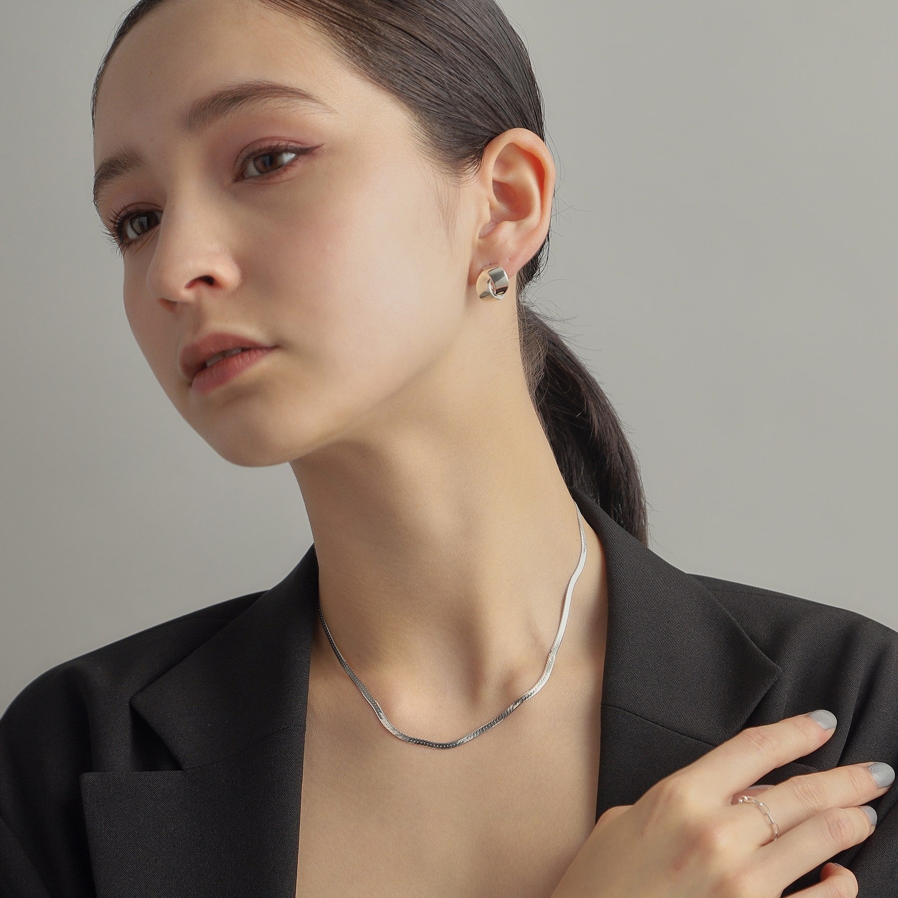 ココシュニック オンキッチュ COCOSHNIK ONKITSCH シルバー デザインチェーン フラットスネークネックレスM （シルバー(600)） シルバー(600)