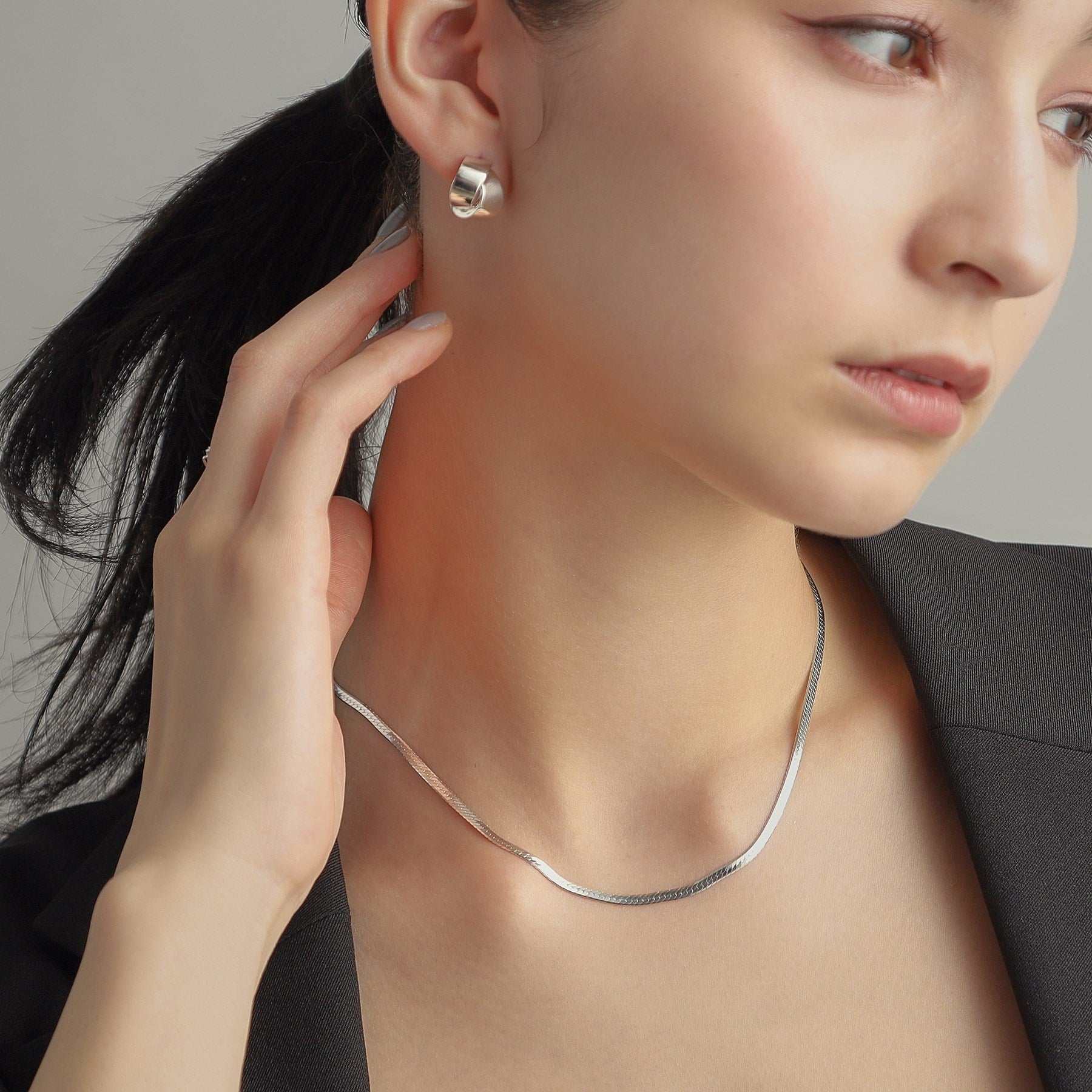 ココシュニック オンキッチュ COCOSHNIK ONKITSCH シルバー デザインチェーン フラットスネークネックレスM （シルバー(600)） シルバー(600)