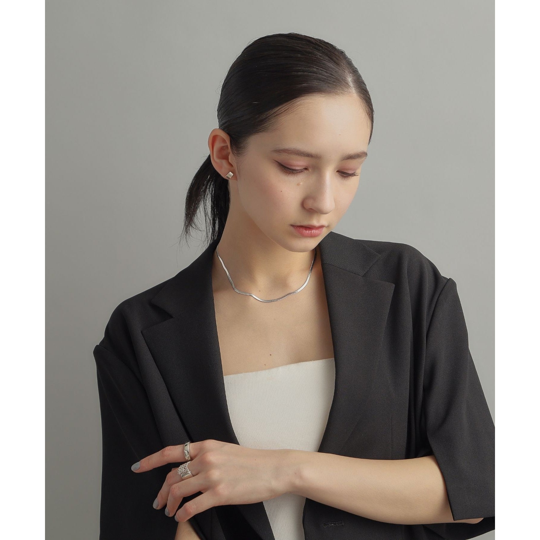 ココシュニック オンキッチュ COCOSHNIK ONKITSCH シルバー デザインチェーン フラットスネークネックレスM （シルバー(600)） シルバー(600)