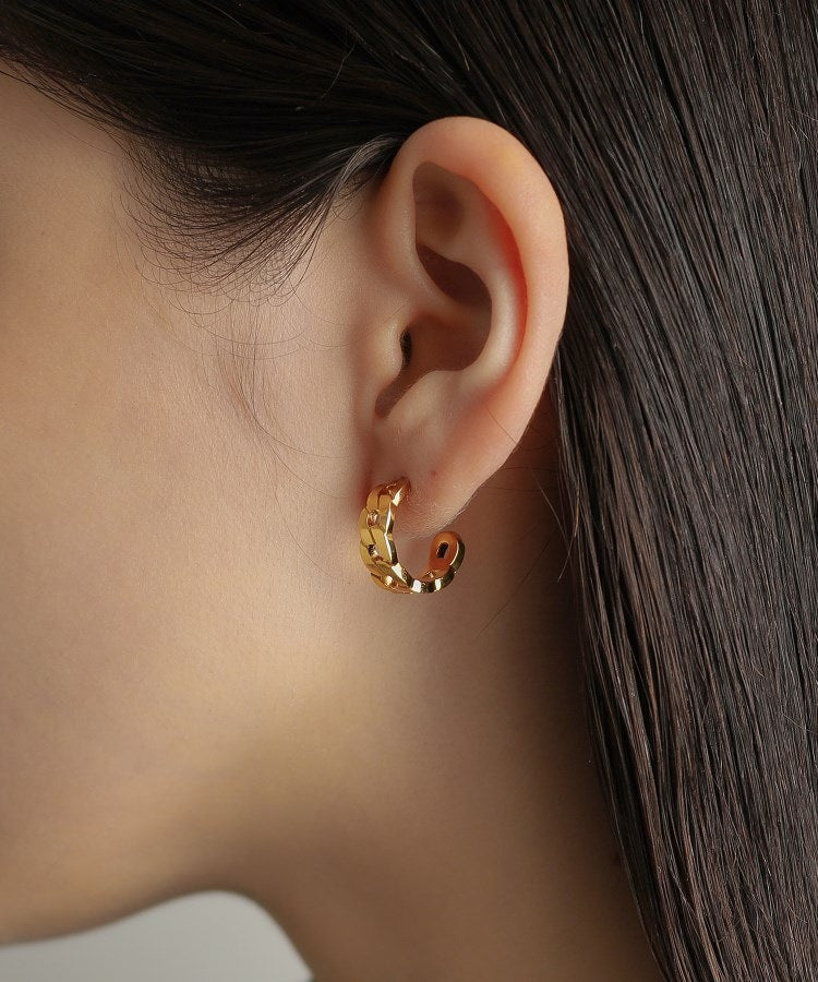 ココシュニック オンキッチュ COCOSHNIK ONKITSCH シルバー フラットカーブチェーンモチーフピアス GP （クリスタル/透明(600)） クリスタル/透明(600)