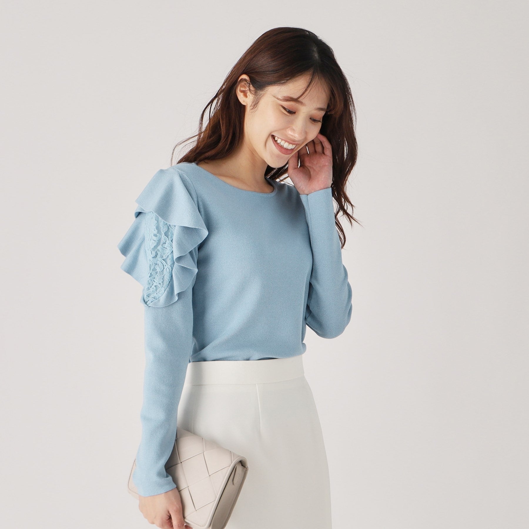 Coup de Chance 【Washable / Main Role Knit / Frill / Lace】 A frill design knit that creates femininity and elegance.