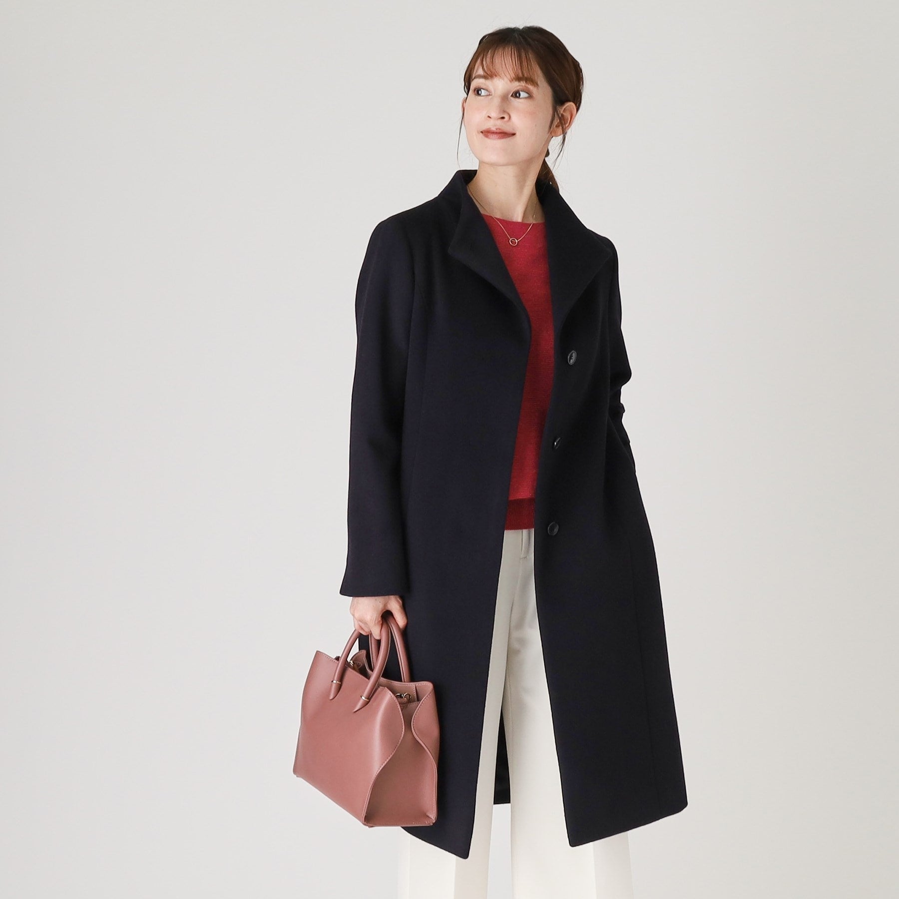 Coup de Chance 【Cashmere Blend / Made in Japan / Beautiful Silhouette】 A meticulously designed slim-fit I-line silhouette! Stand-up collar coat