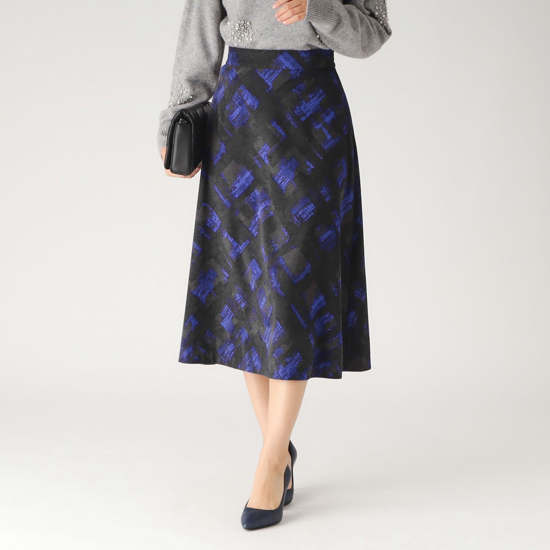 COUP DE CHANCE COUP DE CHANCE 【Made in Japan / Washable / With Elastic Waist】 Versatile On and Off Wear ◎ Shadow Check Pattern Skirt