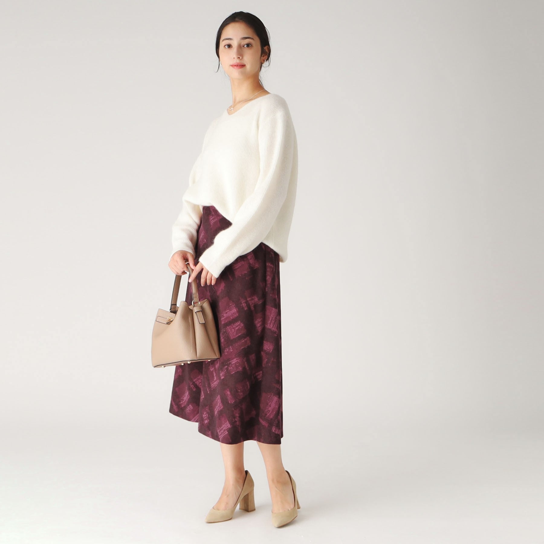 クードシャンス COUP DE CHANCE 【日本製／洗える／ウエストゴム入り】オンオフ着回し◎シャドーチェック柄スカート （ネイビー(194)） ネイビー(194)