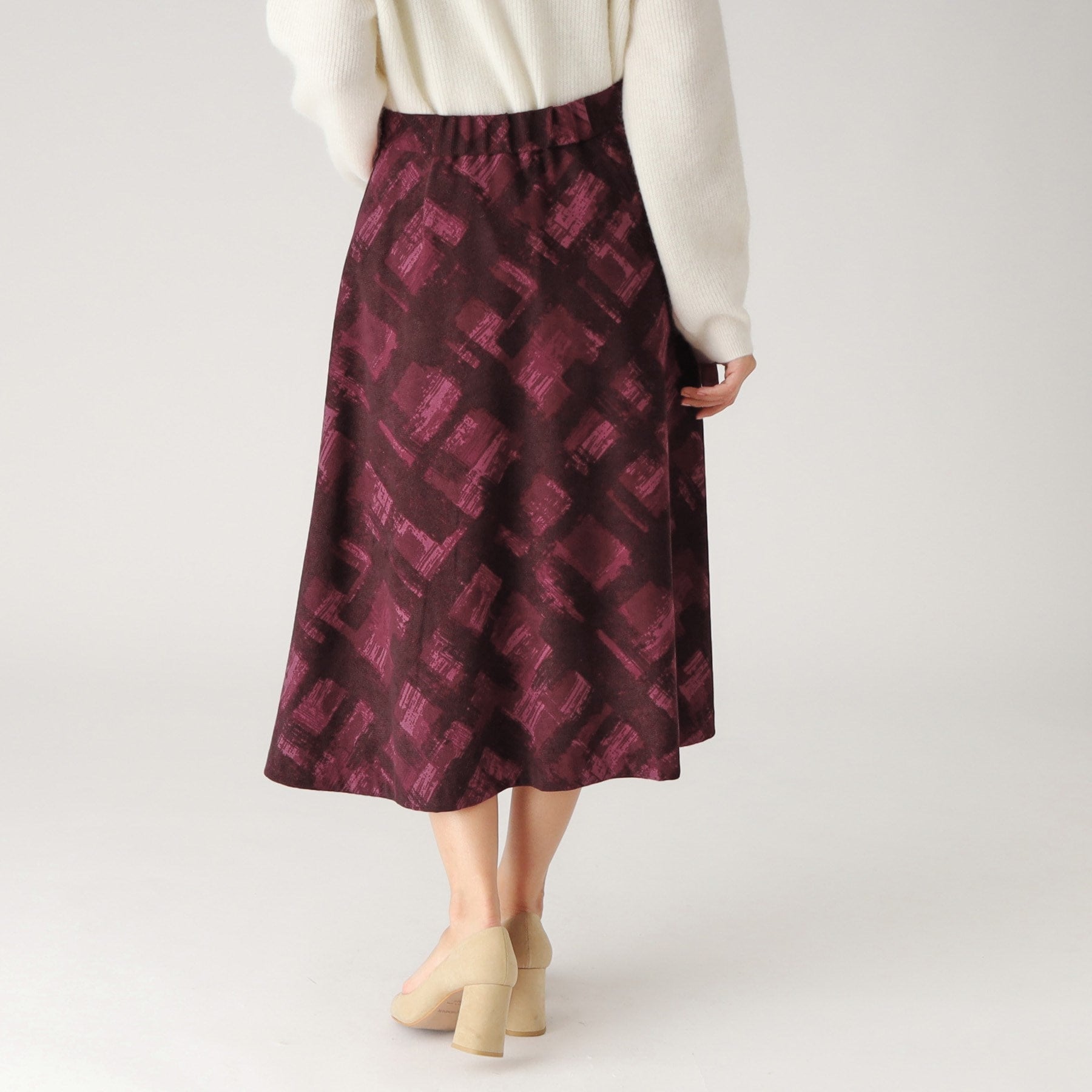 クードシャンス COUP DE CHANCE 【日本製／洗える／ウエストゴム入り】オンオフ着回し◎シャドーチェック柄スカート （ネイビー(194)） ネイビー(194)