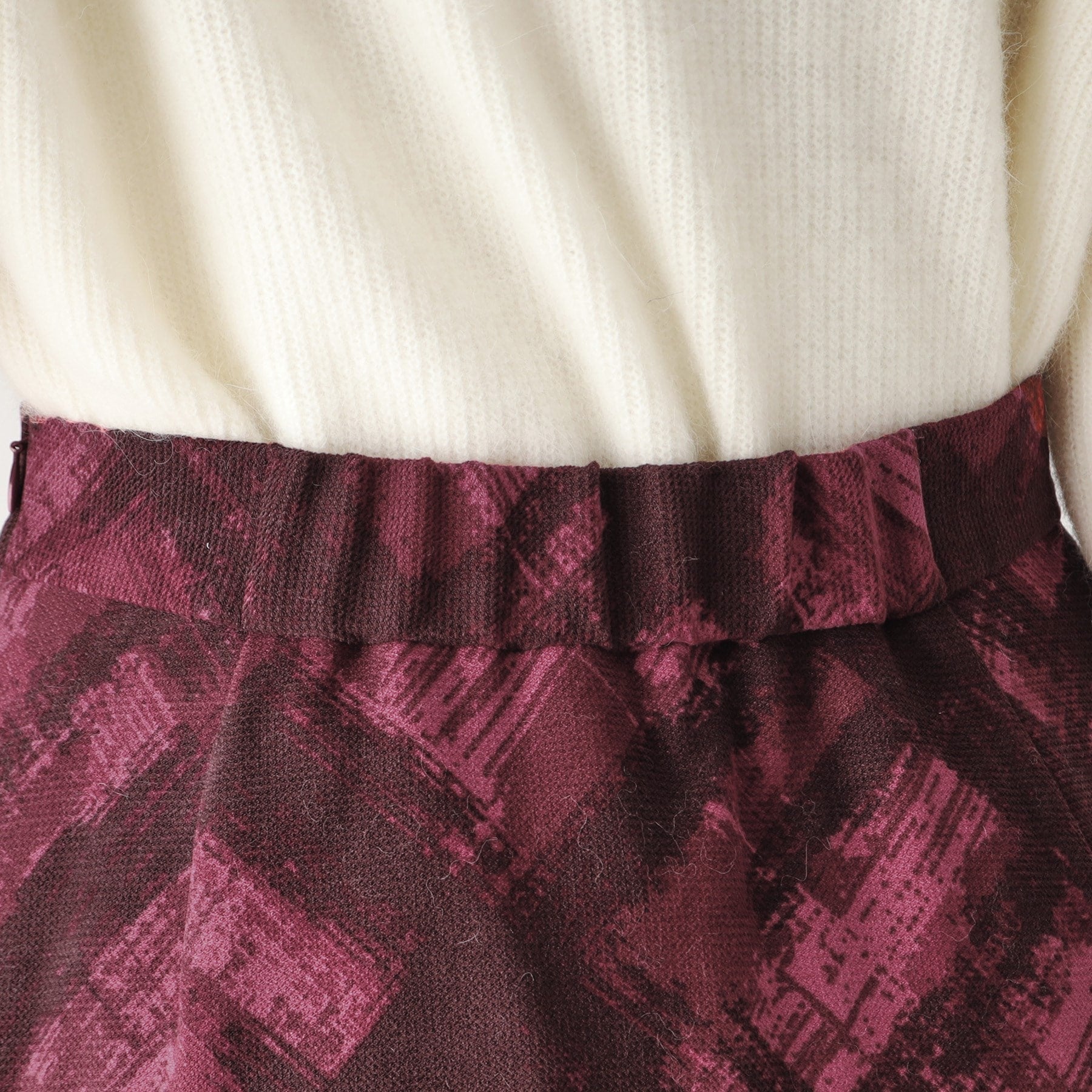 クードシャンス COUP DE CHANCE 【日本製／洗える／ウエストゴム入り】オンオフ着回し◎シャドーチェック柄スカート （ネイビー(194)） ネイビー(194)