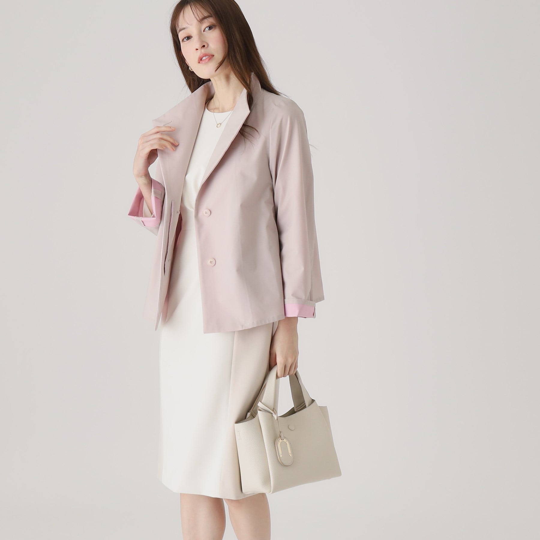 クードシャンス COUP DE CHANCE 【洗える／日本製／通勤／お出かけ】すっきりラインと着用感の良さを叶える配色使いワンピース （ネイビー(594)） ネイビー(594)