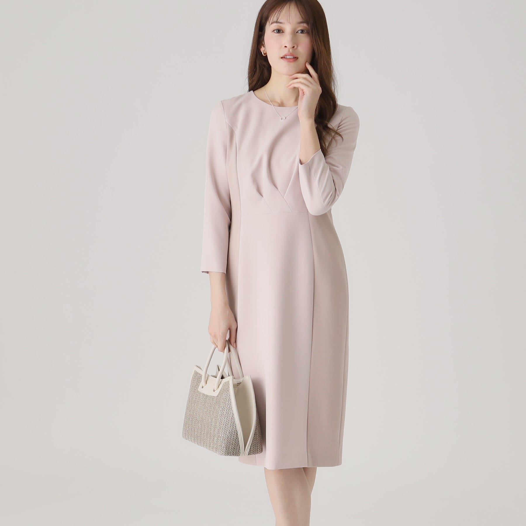 クードシャンス COUP DE CHANCE 【洗える／日本製／通勤／お出かけ】すっきりラインと着用感の良さを叶える配色使いワンピース （ネイビー(594)） ネイビー(594)