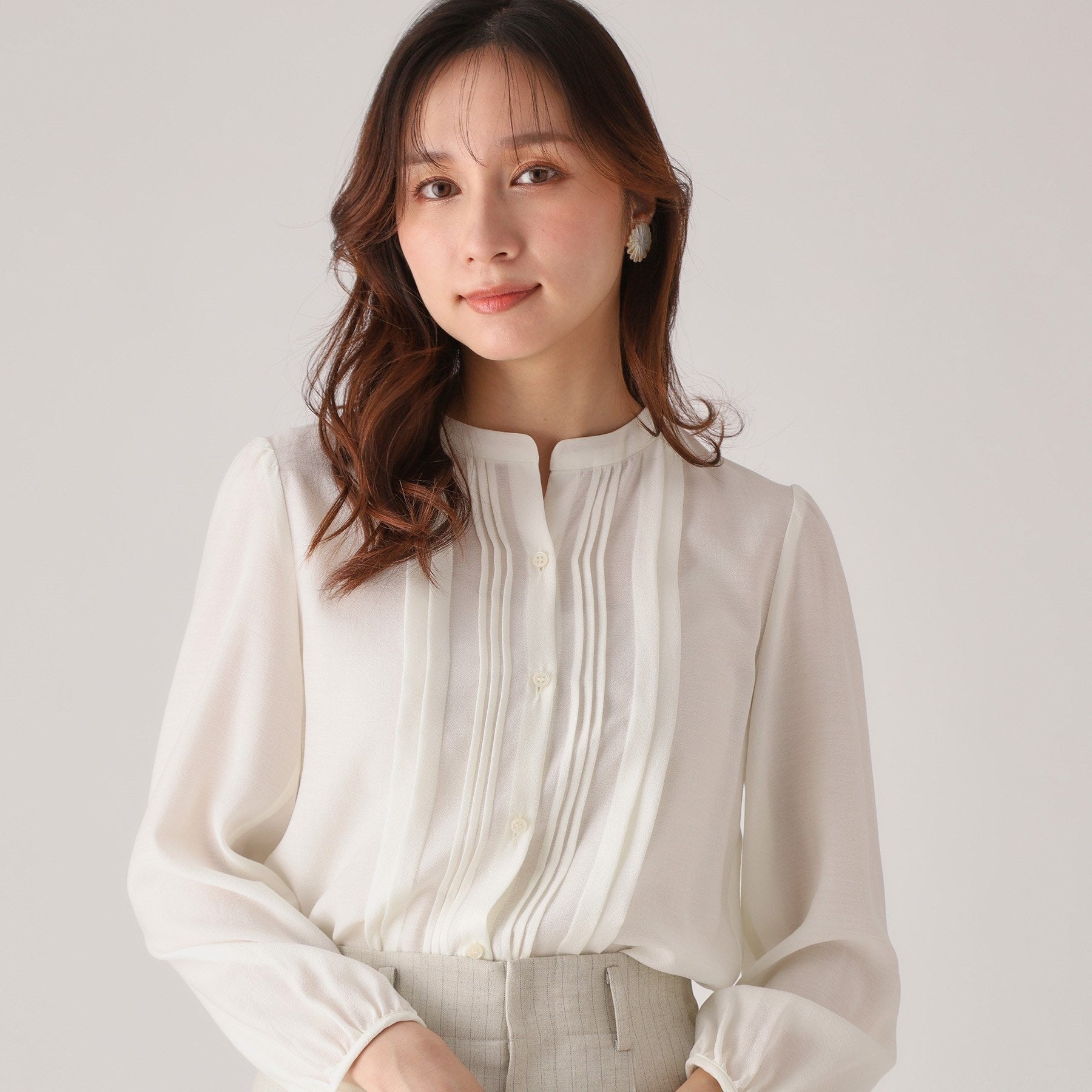 クードシャンス COUP DE CHANCE 【洗える／シアー素材】タックデザインブラウス （ネイビー(094)） ネイビー(094)