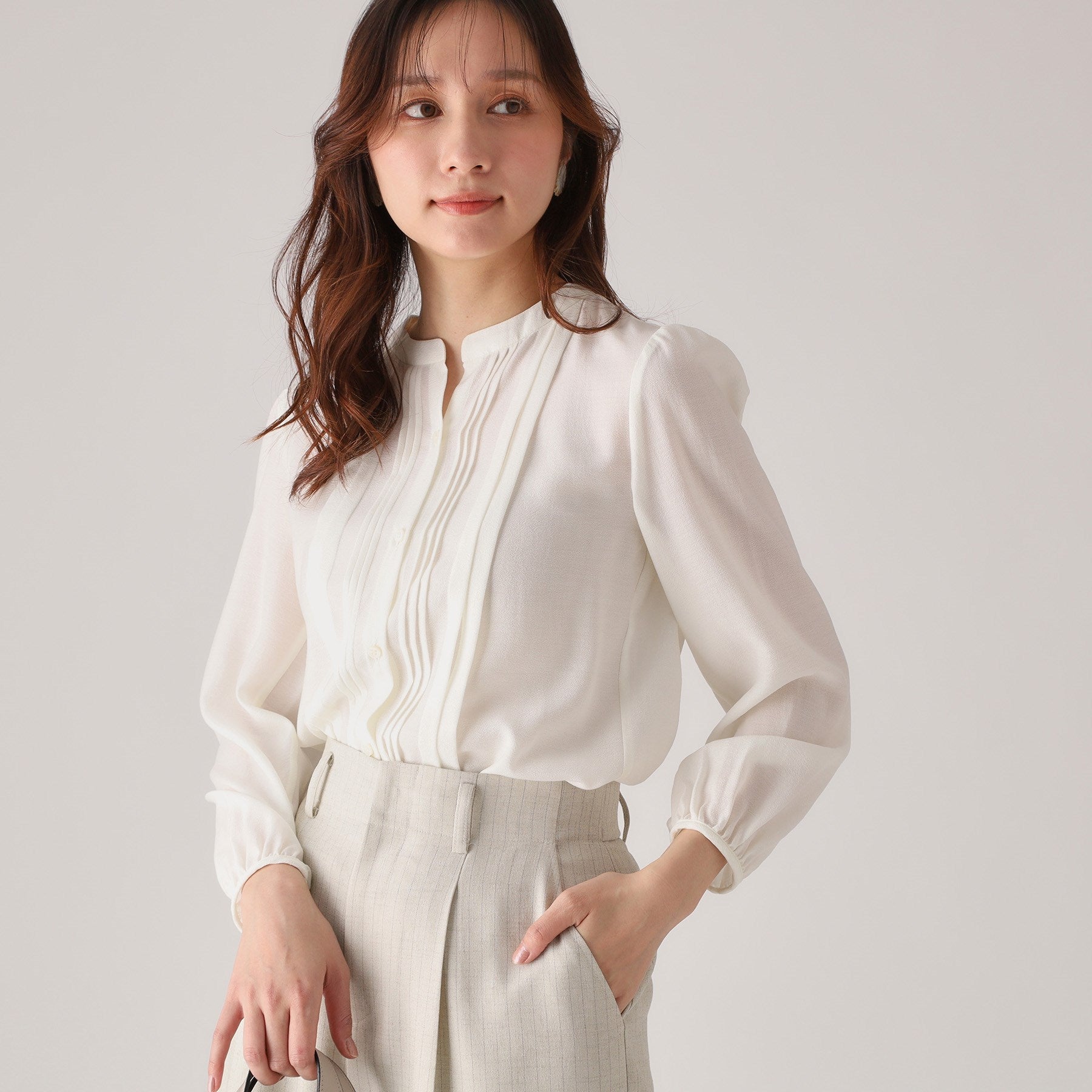 クードシャンス COUP DE CHANCE 【洗える／シアー素材】タックデザインブラウス （ネイビー(094)） ネイビー(094)