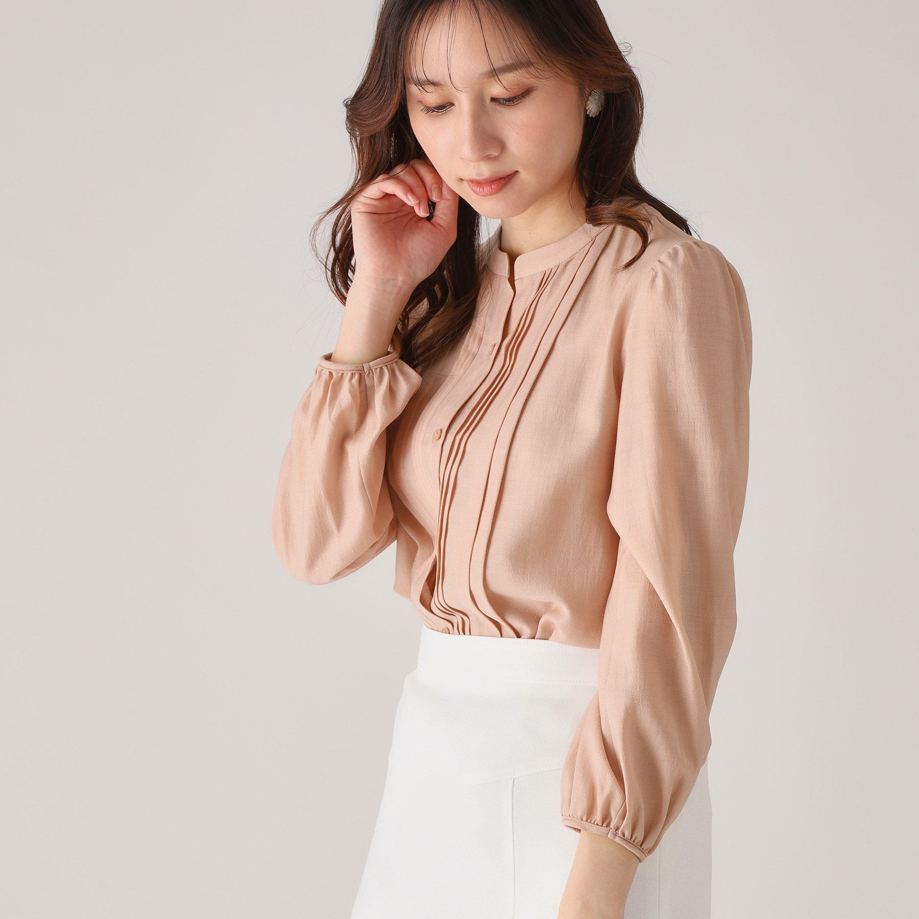 クードシャンス COUP DE CHANCE 【洗える／シアー素材】タックデザインブラウス （ピンク(071)） ピンク(071)