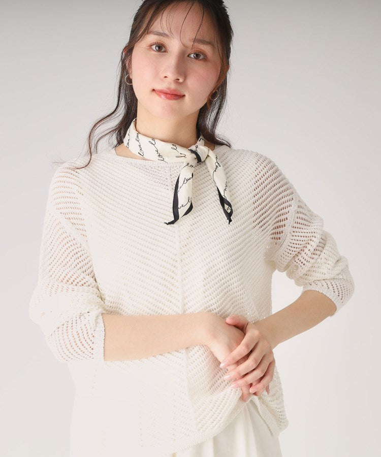 クードシャンス COUP DE CHANCE 【洗える／日本製／和紙の清涼感】メッシュ編みニットプルオーバー （オフホワイト(003)） オフホワイト(003)