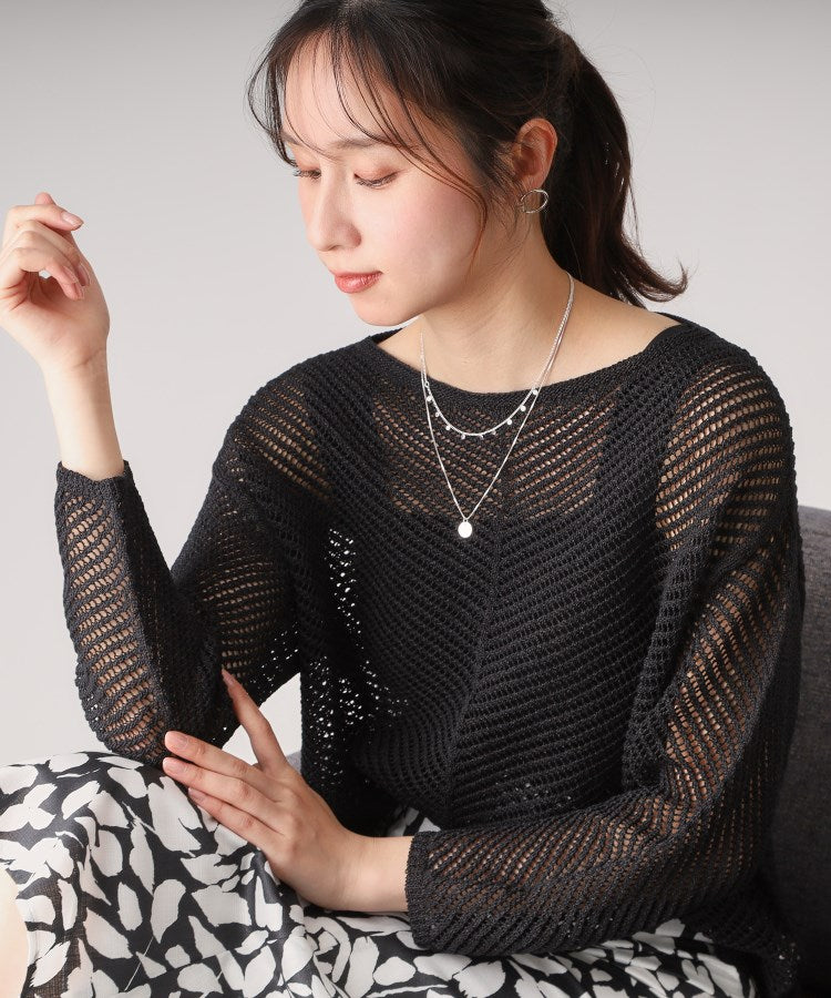 クードシャンス COUP DE CHANCE 【洗える／日本製／和紙の清涼感】メッシュ編みニットプルオーバー （オフホワイト(003)） オフホワイト(003)