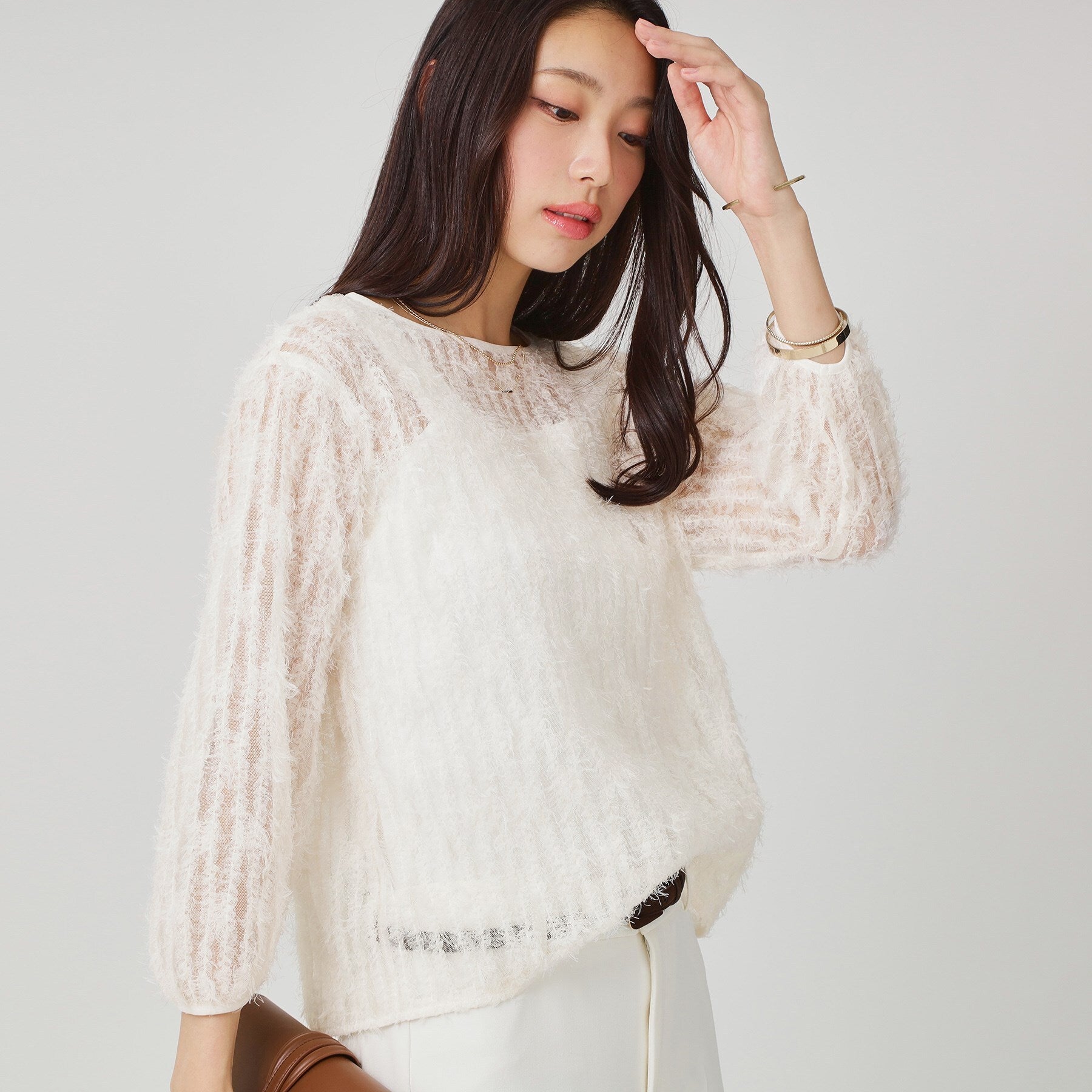 クードシャンス COUP DE CHANCE 【手洗い可／日本製】フェザーチュールのブラウス （ホワイト(001)） ホワイト(001)