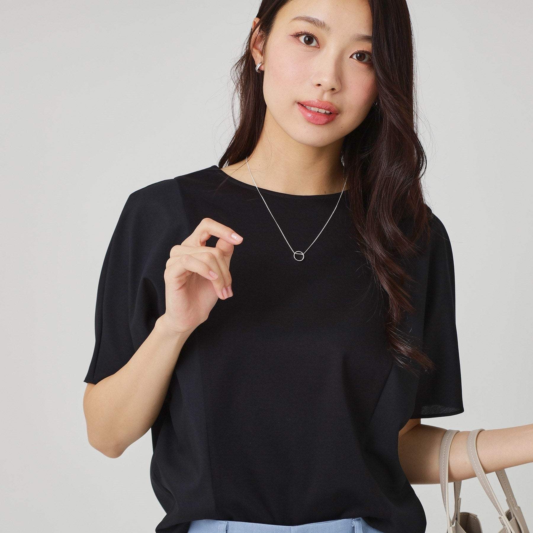 クードシャンス COUP DE CHANCE 【手洗い可／日本製】異素材使いのジャージトップス （ブラック(019)） ブラック(019)