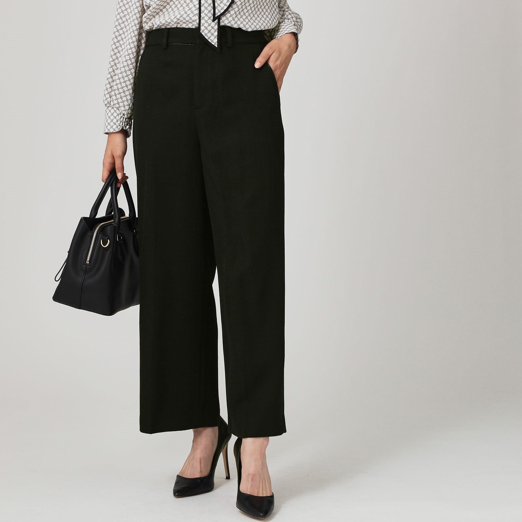 クードシャンス COUP DE CHANCE 【手洗い可／日本製／セットアップ可】ツィード見えワイドパンツ （ブラック(419)） ブラック(419)