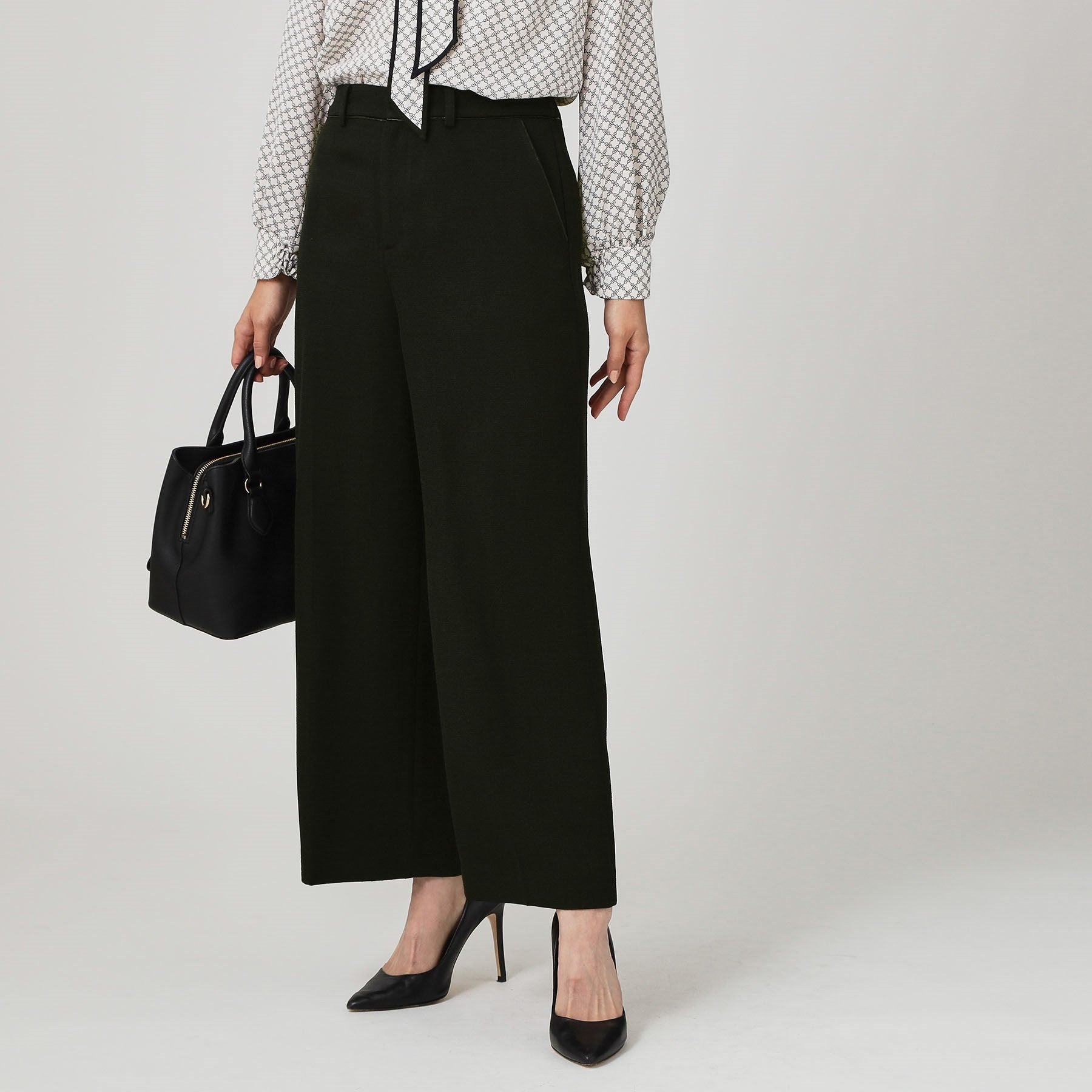 クードシャンス COUP DE CHANCE 【手洗い可／日本製／セットアップ可】ツィード見えワイドパンツ （ブラック(019)） ブラック(019)