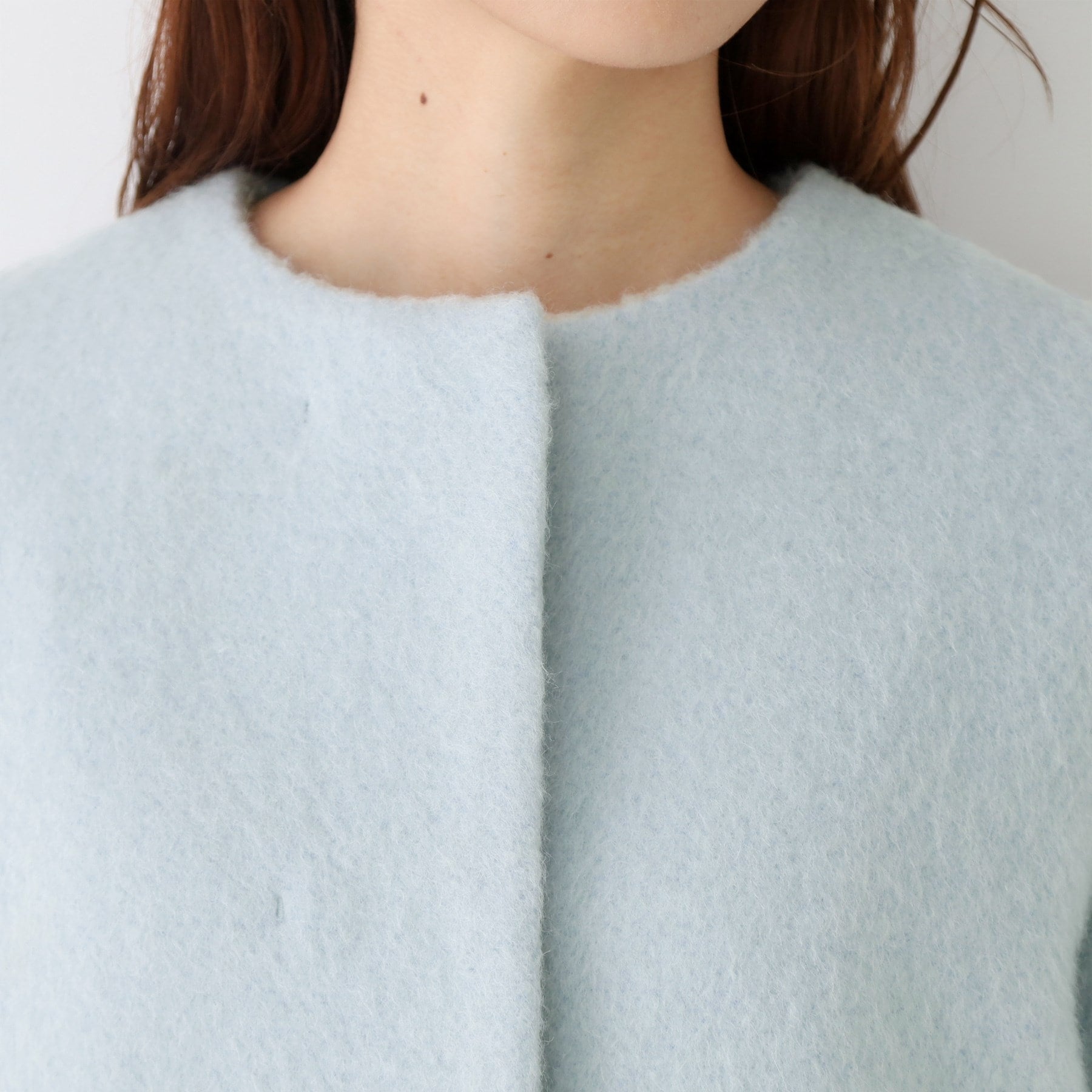 クードシャンス COUP DE CHANCE 【日本製／モヘヤ混／ヒップ丈】ノーカラーコート （ブラック(019)） ブラック(019)