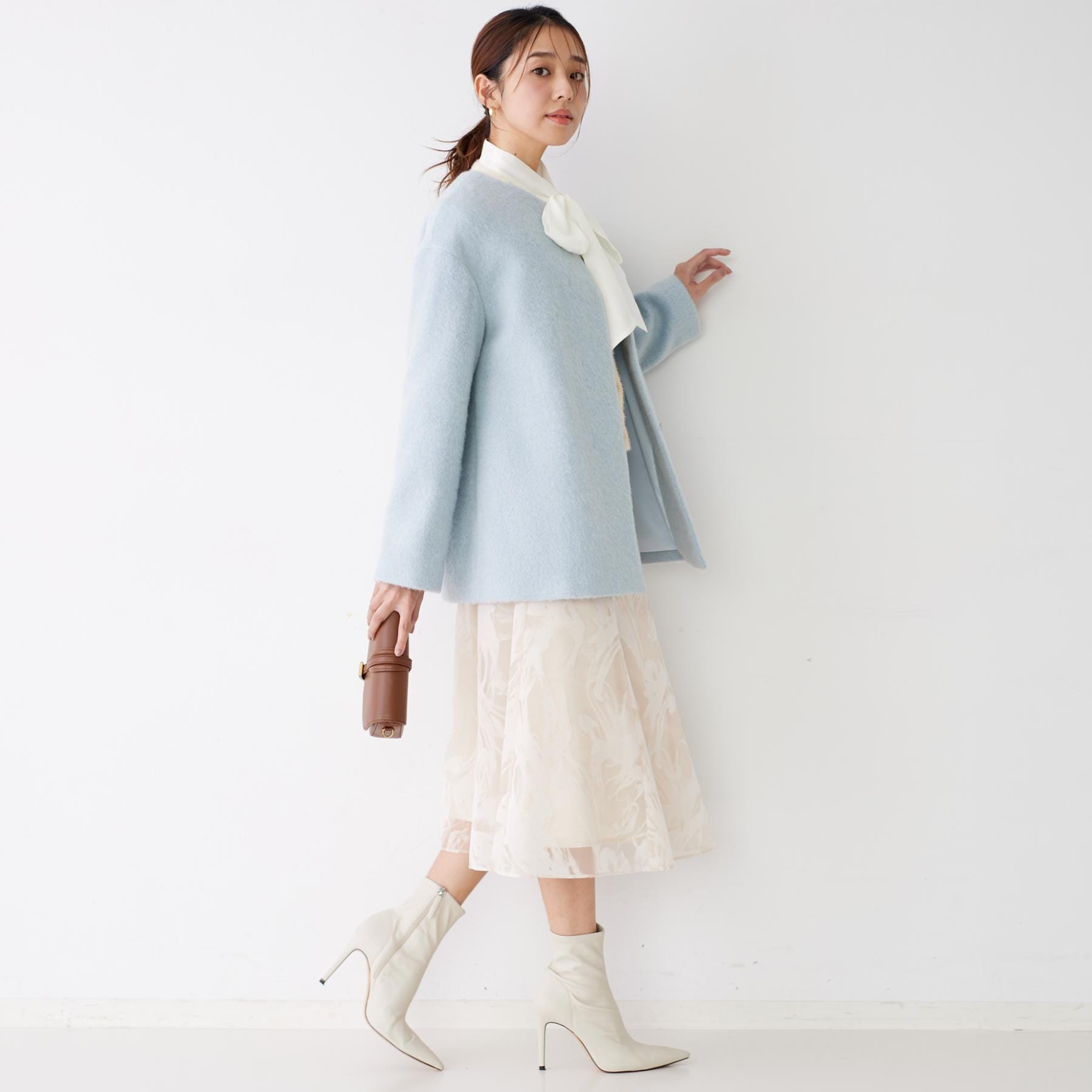 クードシャンス COUP DE CHANCE 【日本製／モヘヤ混／ヒップ丈】ノーカラーコート （ブラック(019)） ブラック(019)