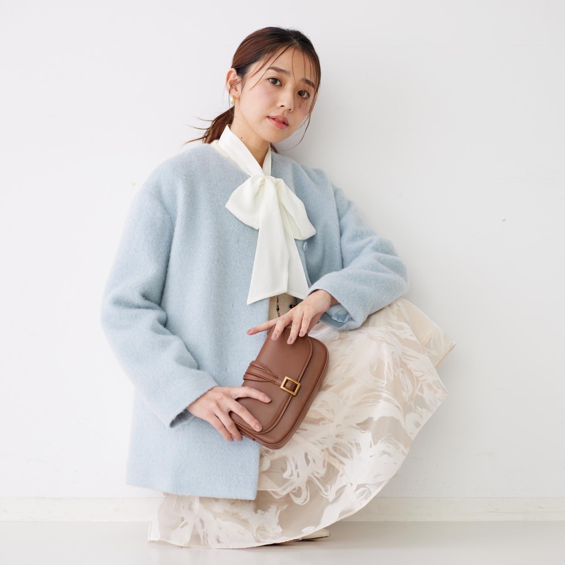 クードシャンス COUP DE CHANCE 【日本製／モヘヤ混／ヒップ丈】ノーカラーコート （ブラック(019)） ブラック(019)