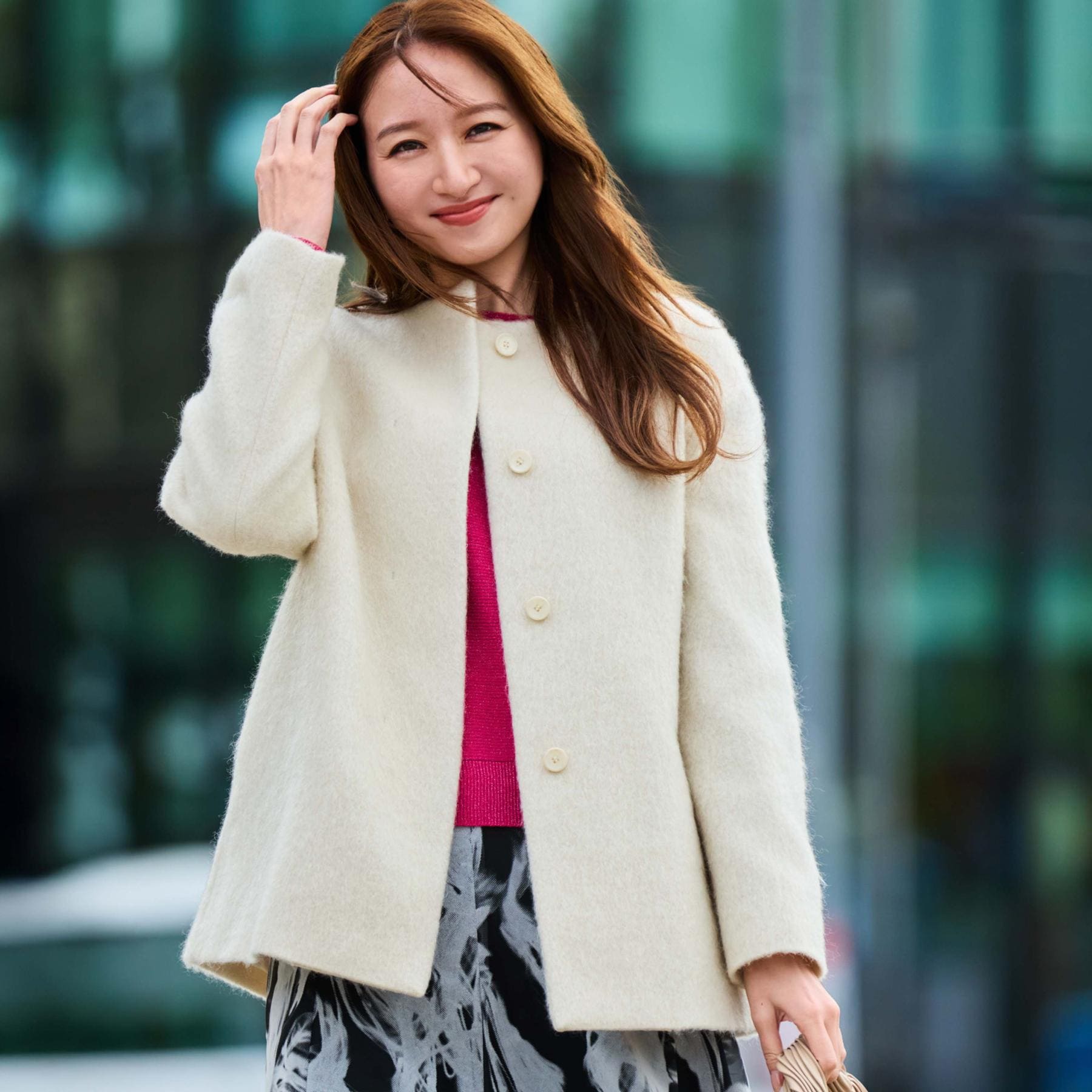 クードシャンス COUP DE CHANCE 【日本製／モヘヤ混／ヒップ丈】ノーカラーコート （ブラック(019)） ブラック(019)