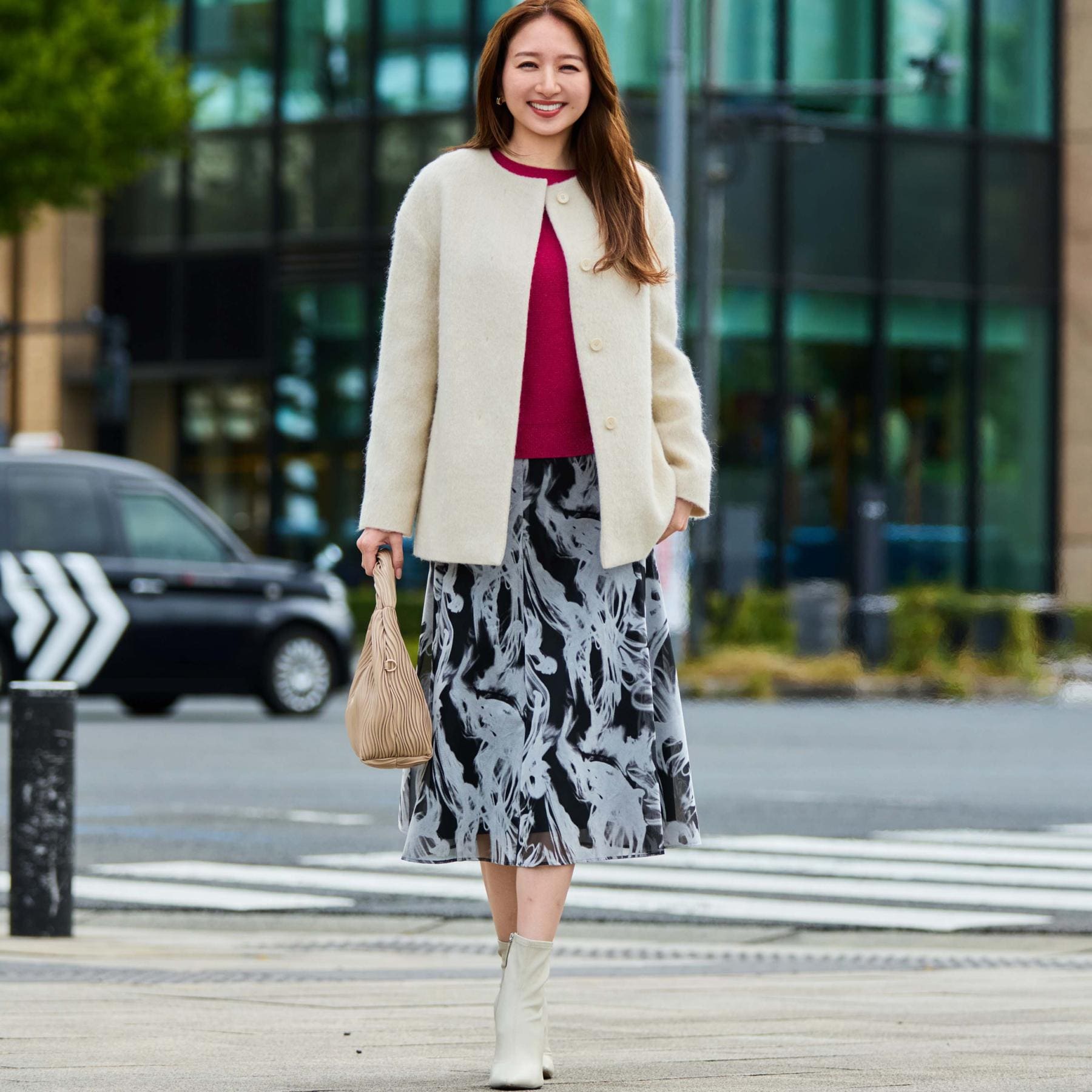 クードシャンス COUP DE CHANCE 【日本製／モヘヤ混／ヒップ丈】ノーカラーコート （ブラック(019)） ブラック(019)