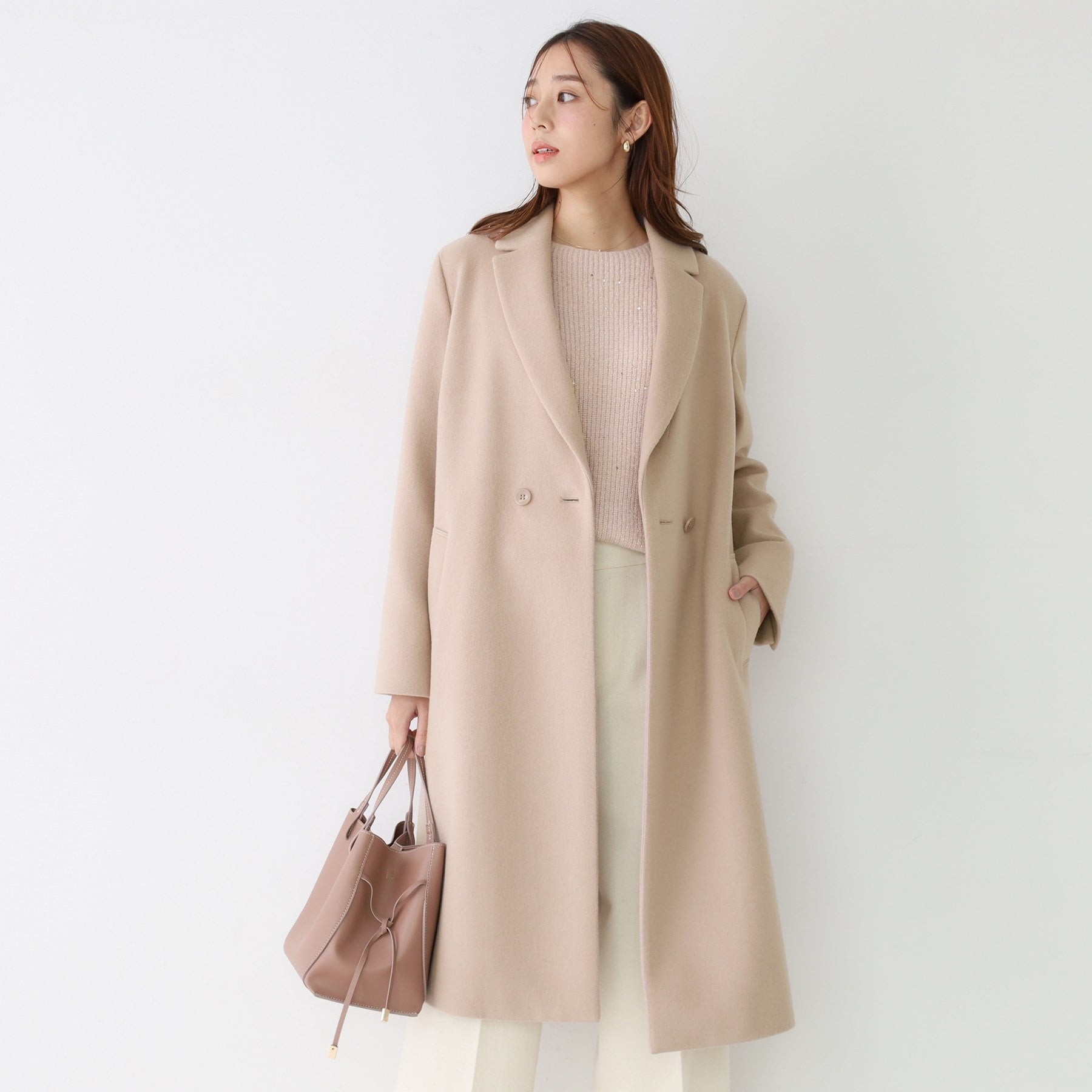 クードシャンス COUP DE CHANCE 【日本製】チェスター風コート （ピンクベージュ(053)） ピンクベージュ(053)