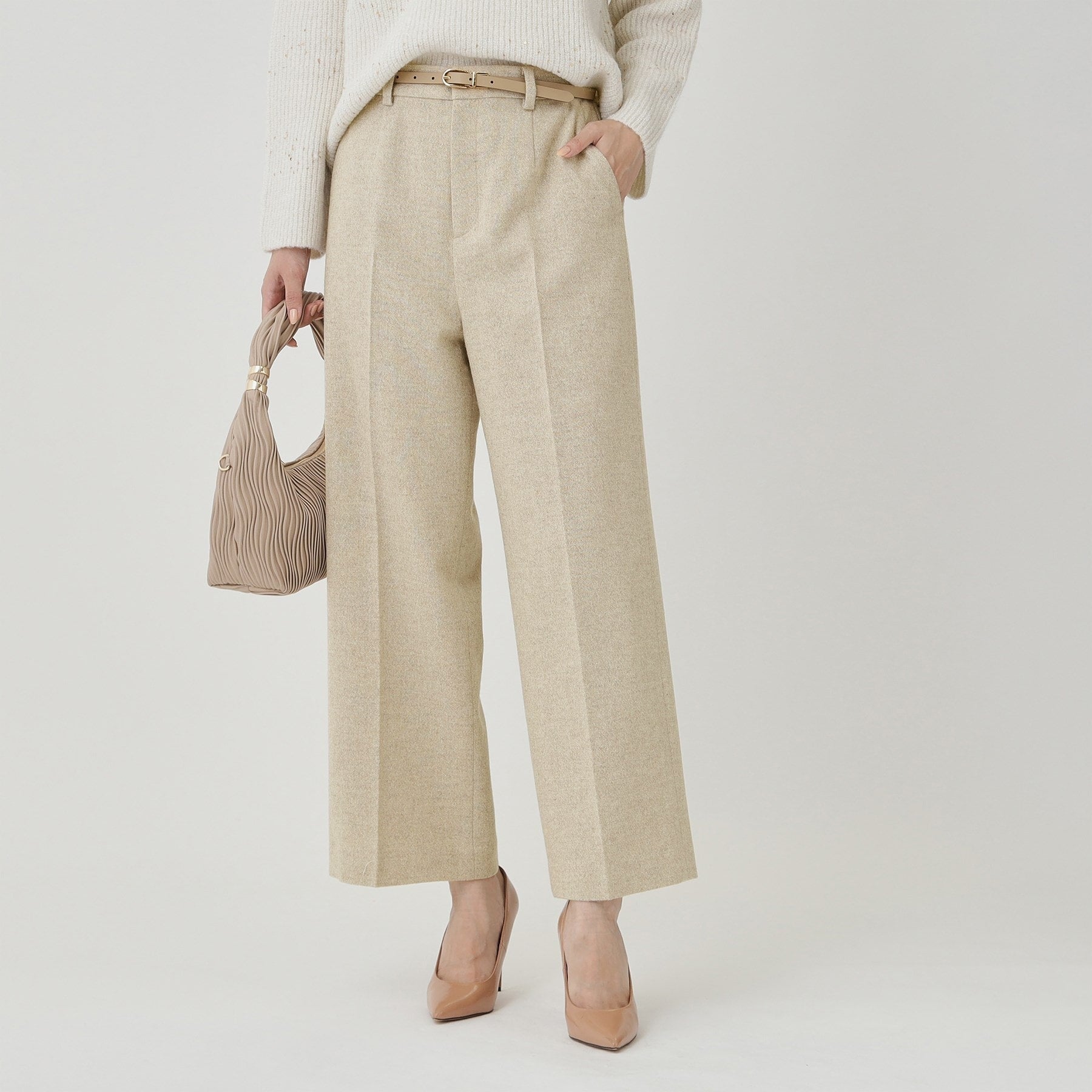 クードシャンス COUP DE CHANCE 【日本製】ラメ入りツイードパンツ （グレージュ(050)） グレージュ(050)