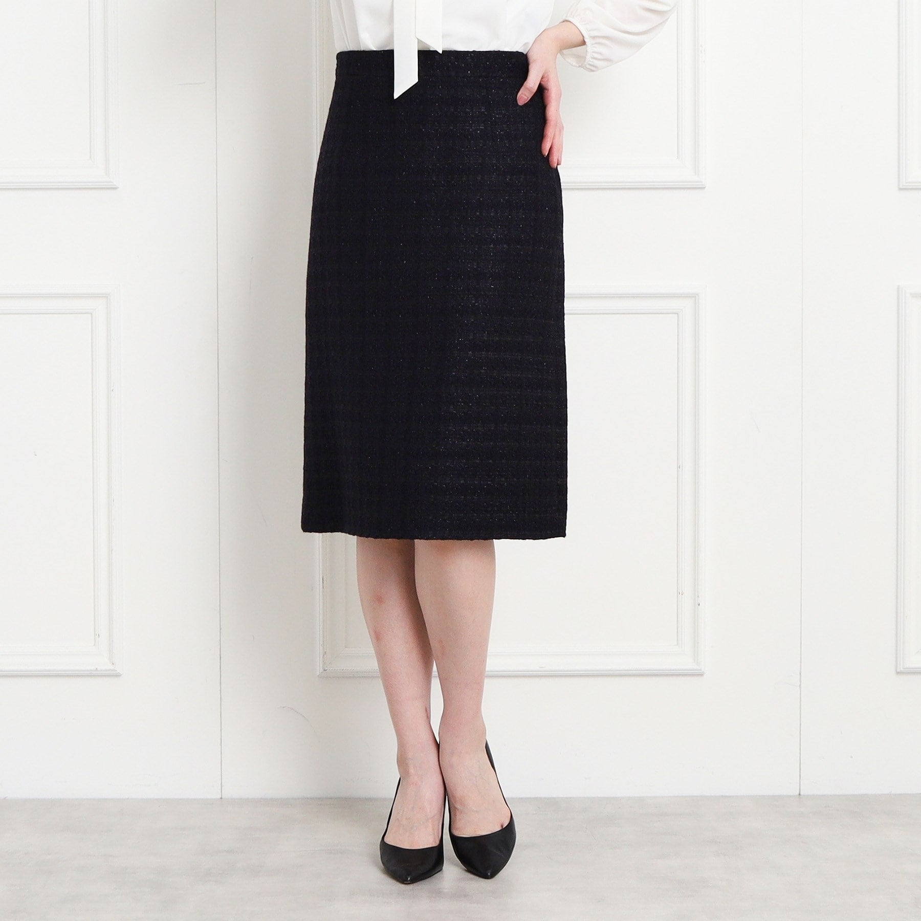 COUP DE CHANCE [Made in Japan/Ceremony/Fancy tweed/Can be worn as a set] A gorgeous and elegant A-line skirt