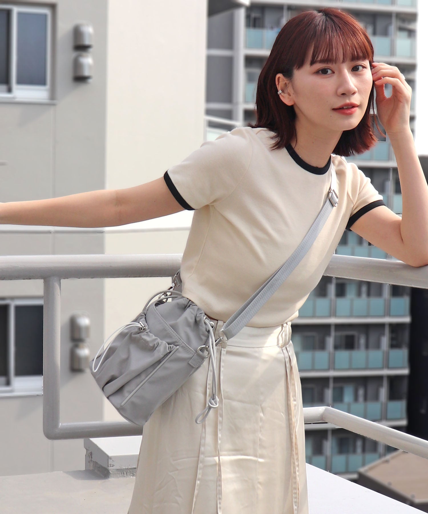 コルデ COLDE 【シーズンレス/軽量/コンパクト】ギャザーポケットミニショルダーバッグ （グレー） グレー