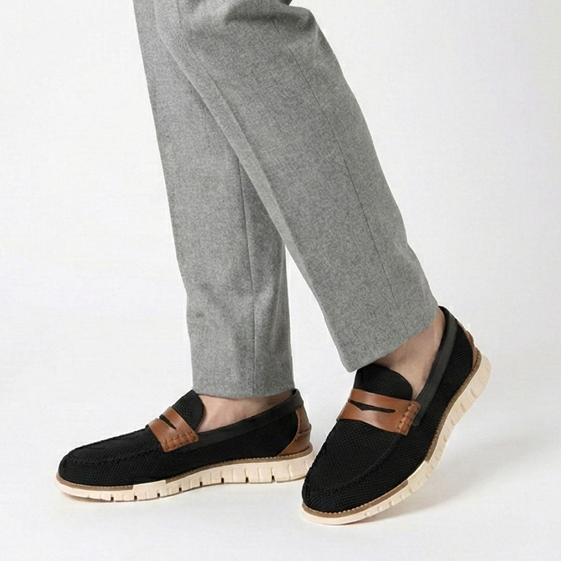 コール ハーン COLE HAAN ゼログランド リマスタード スティッチライト ローファー mens （ブラック/ブリティッシュタン/アイボリー） ブラック/ブリティッシュタン/アイボリー