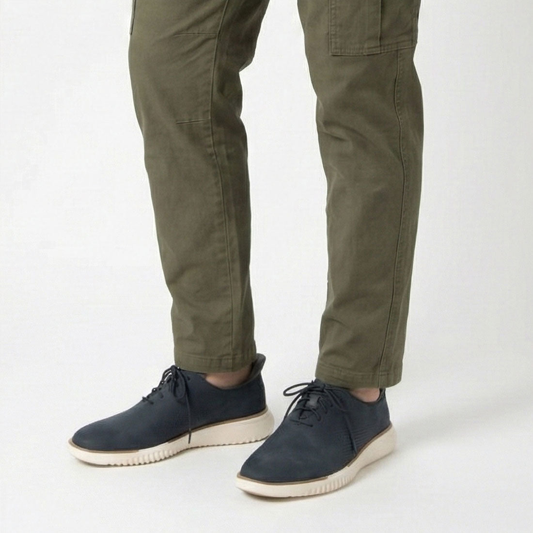 コール ハーン COLE HAAN 2,ゼログランド EVO レーザー クイックオン オックスフォード mens （ネイビーブレザーヌバック/キャッスルロック/アイボリー） ネイビーブレザーヌバック/キャッスルロック/アイボリー