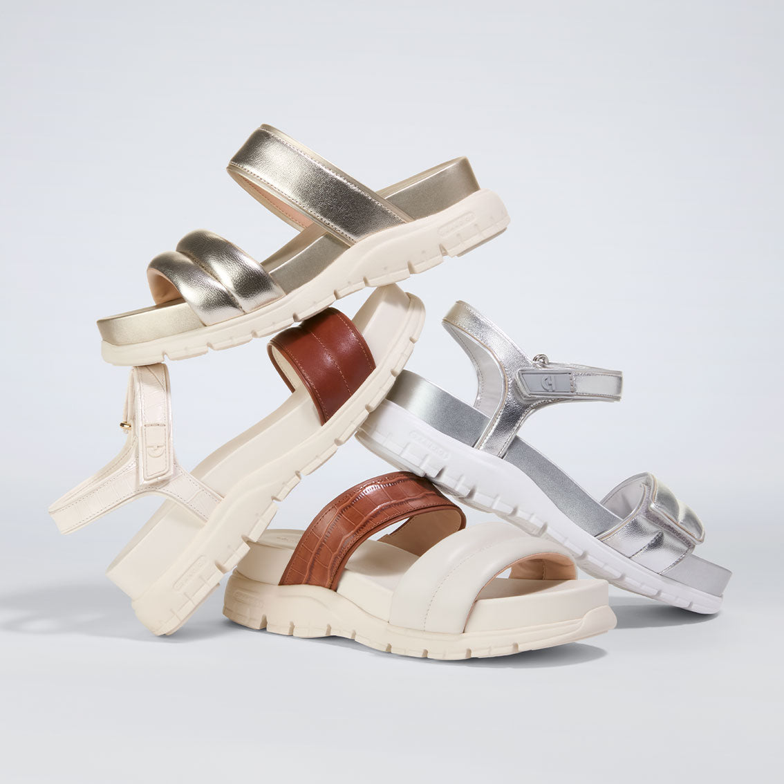 コール ハーン COLE HAAN ゼログランド ダブルバンド スライド サンダル womens （ソフト ゴールド タルカ / アイボリー） ソフト ゴールド タルカ / アイボリー