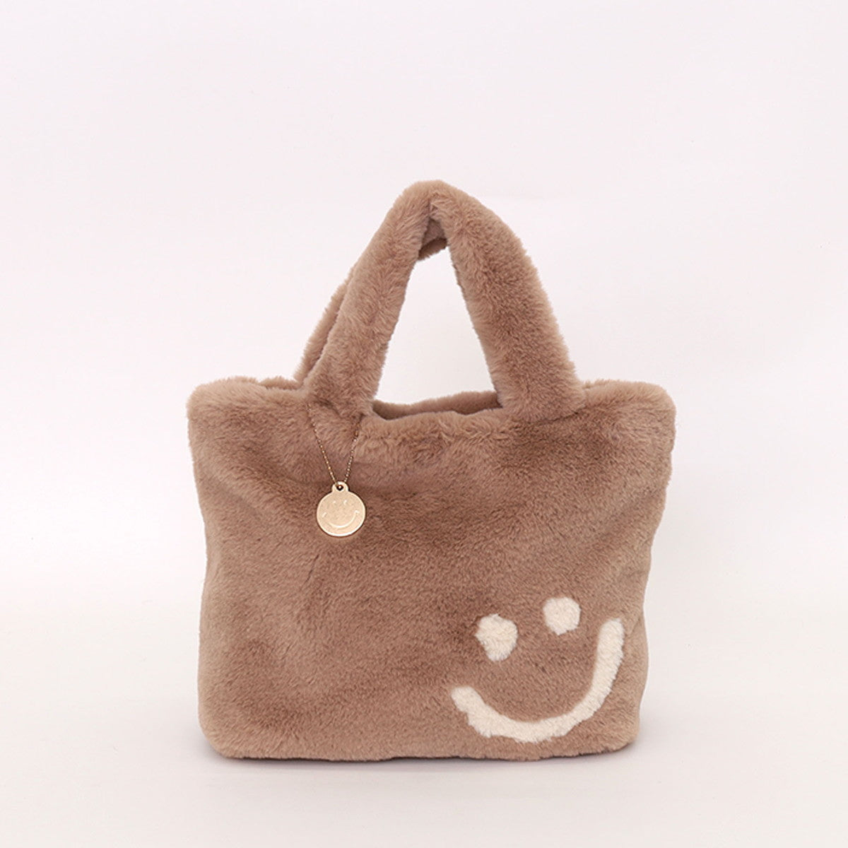 COOCO SMILEY Eco Fur Face Tote Bag with Charm