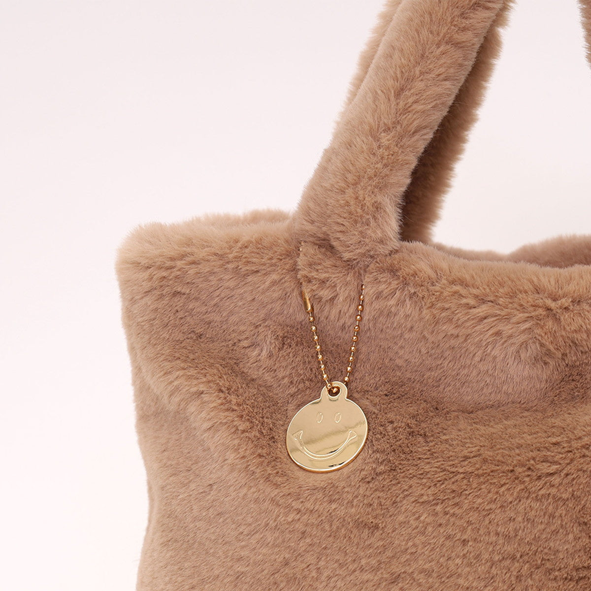 COOCO SMILEY Eco Fur Face Tote Bag with Charm