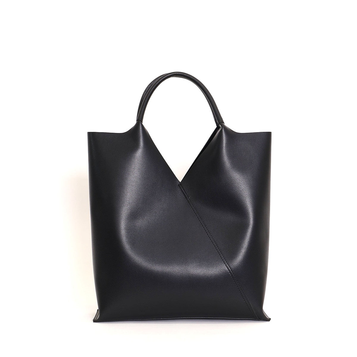 COOCO Fake Leather Diagonal Cut Tote Bag / A4 Compatible